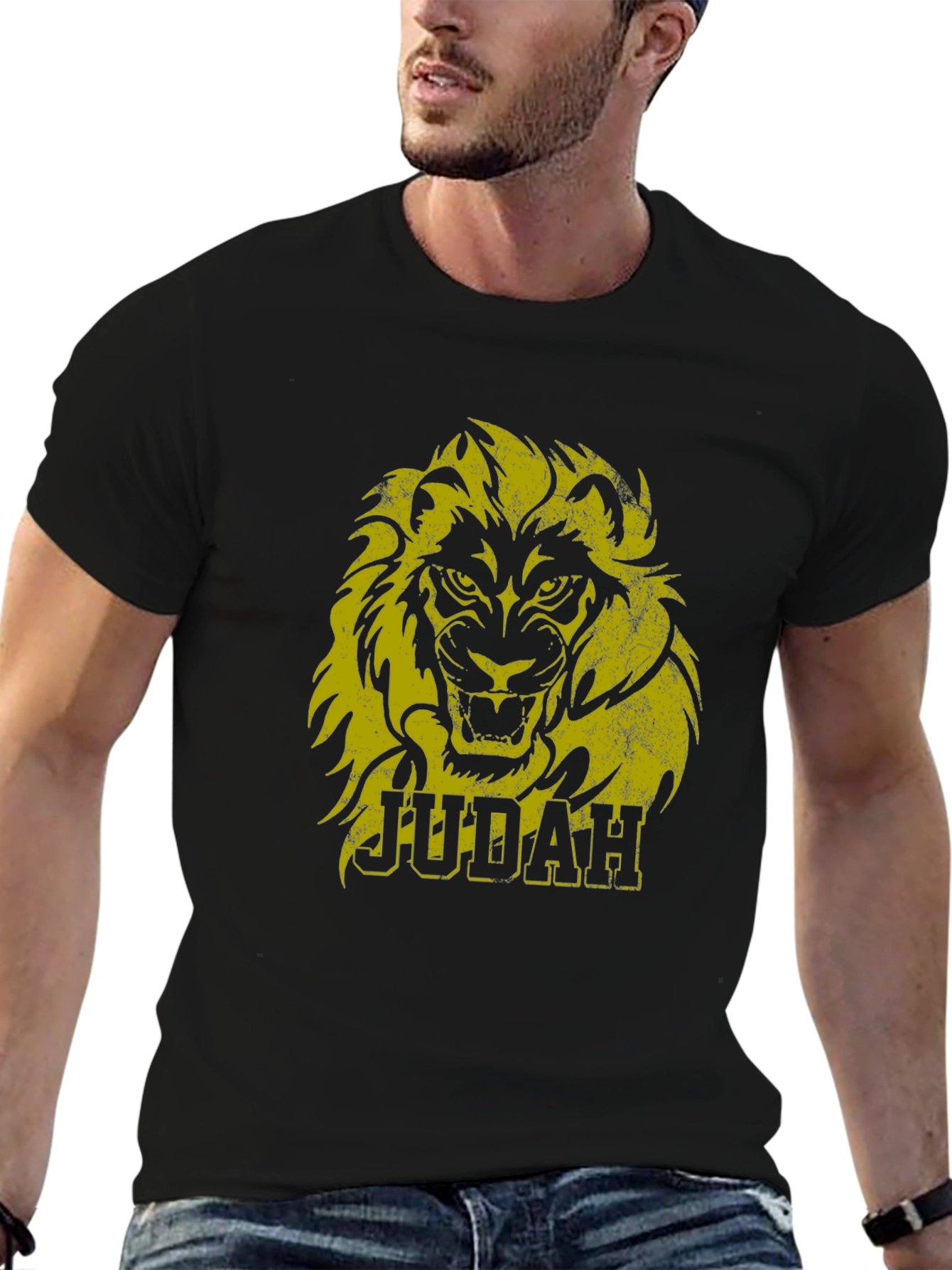 Black Judah Lion Graphic T-Shirt - Soft Cotton Tee view 6