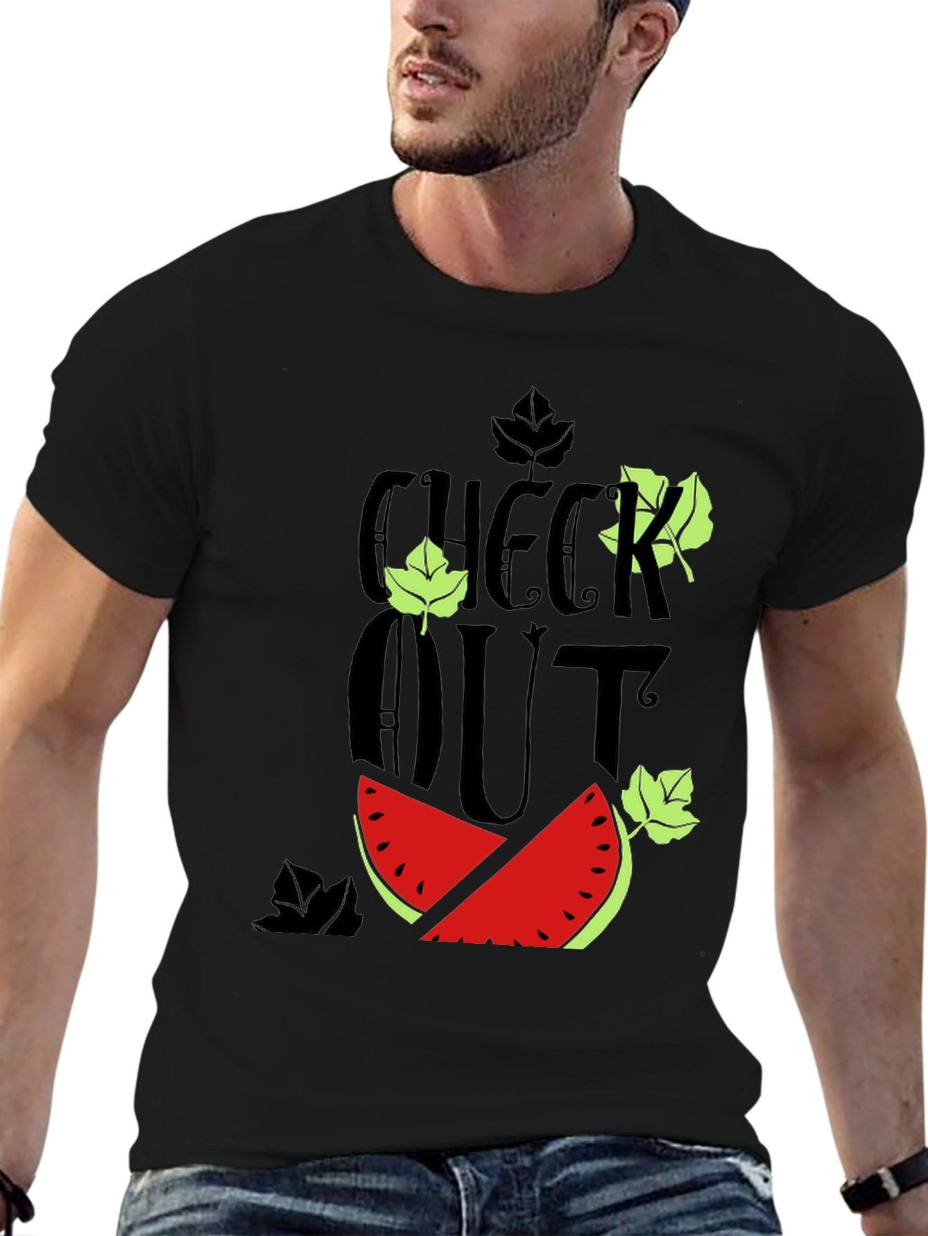 Black Check Out Watermelon Graphic Tee view 6