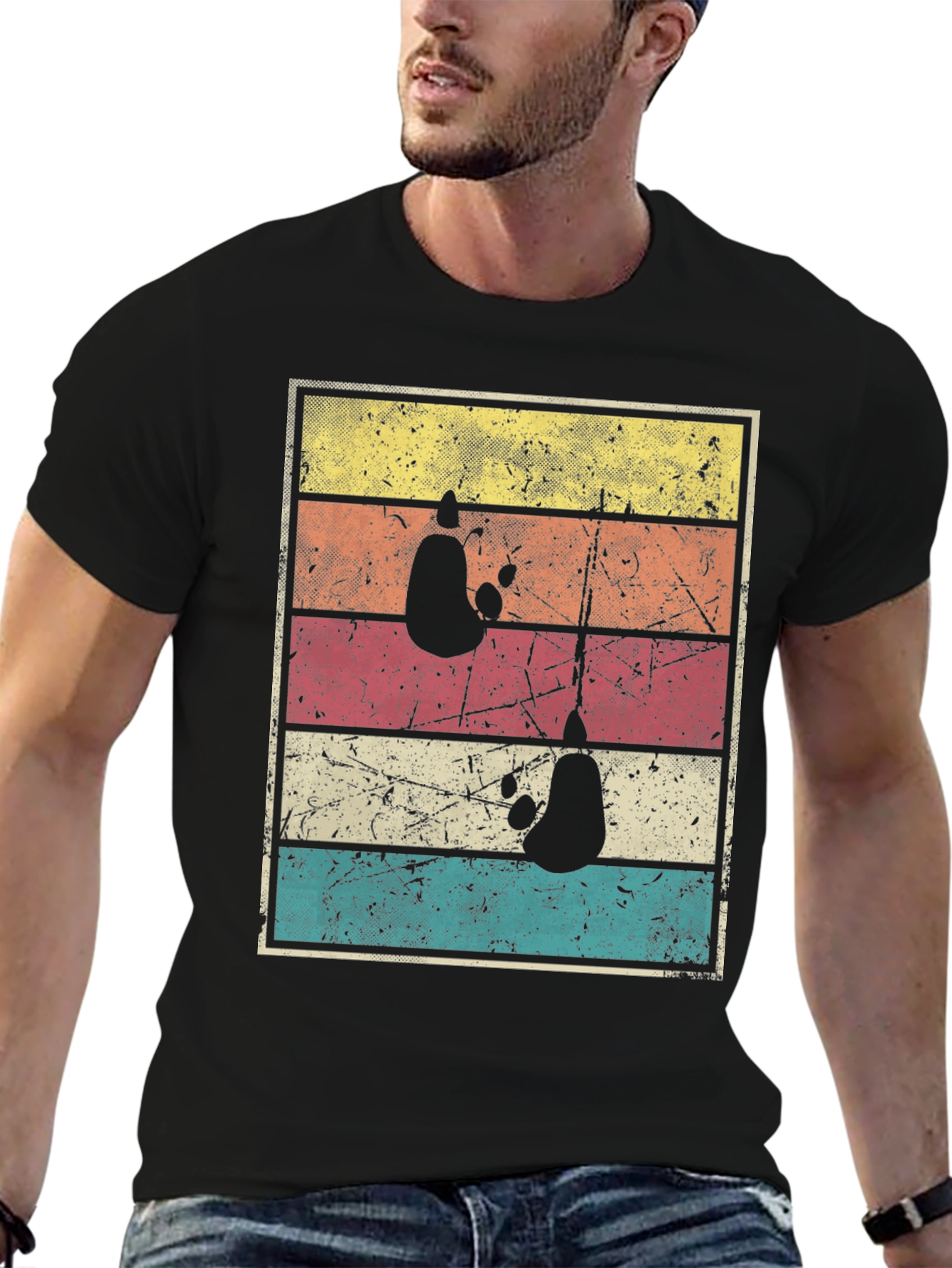 Black Retro Panda Bear T-Shirt - Distressed Graphic Tee view 6