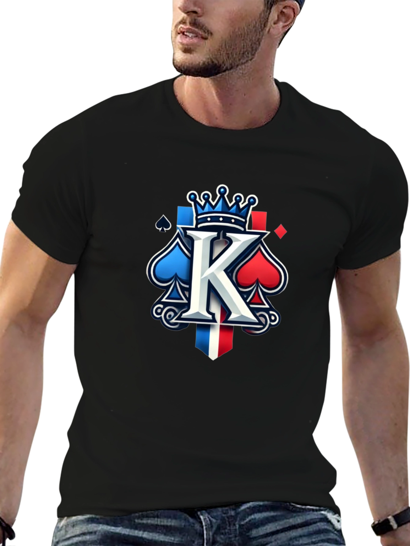 Black King of Spades Graphic Print Black T-Shirt view 6