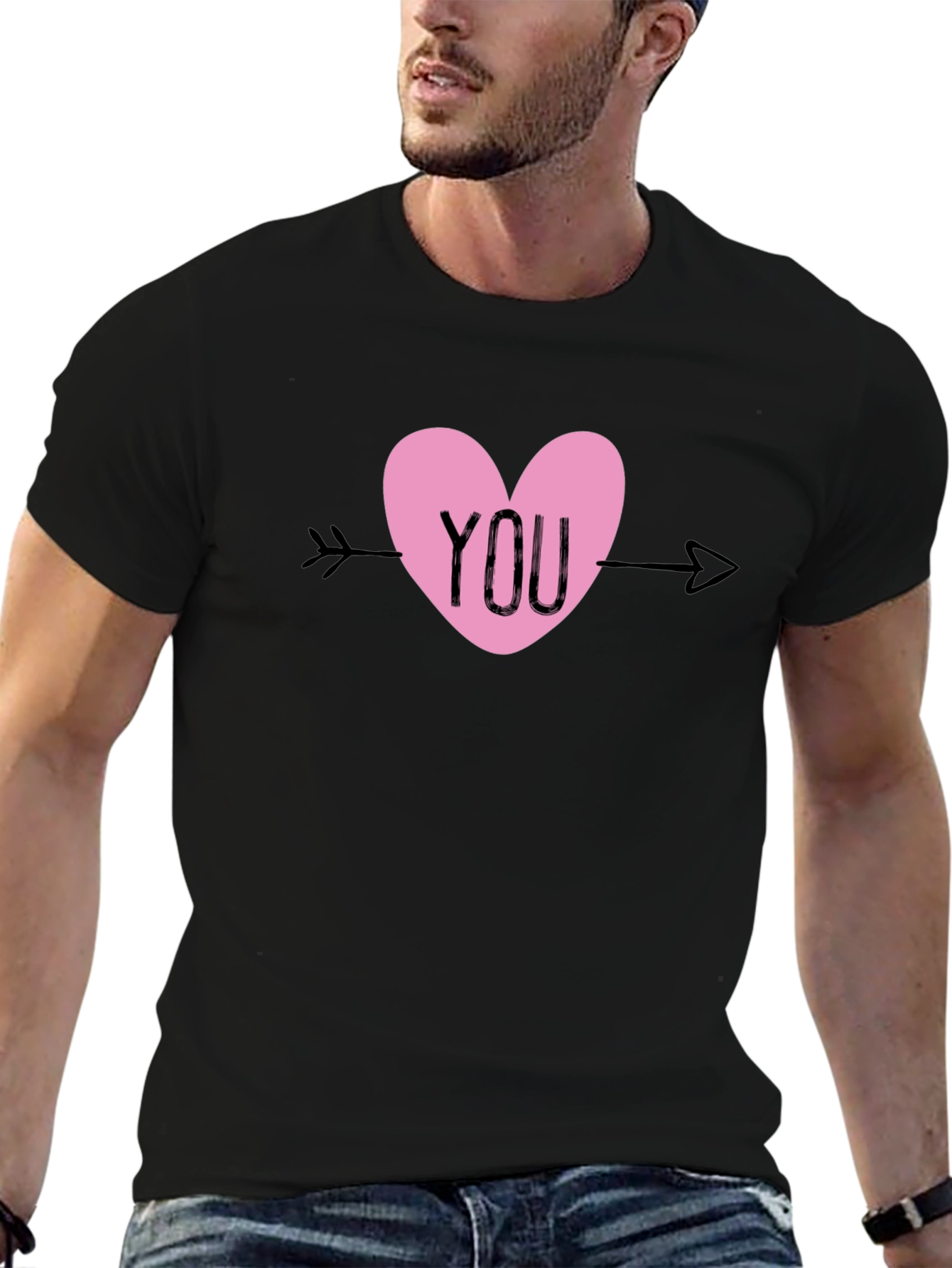 Black You Heart Valentine's Day T-Shirt view 6