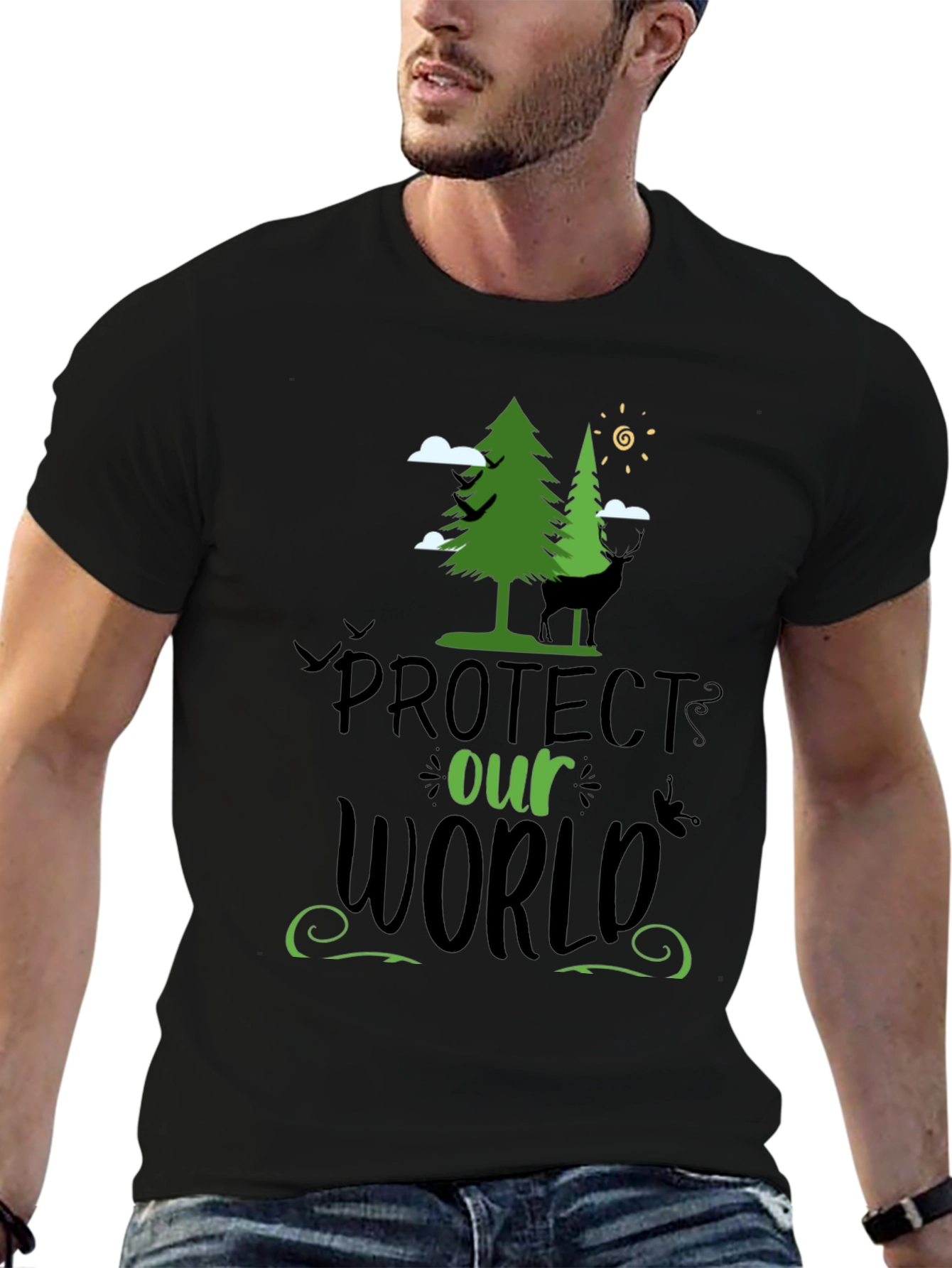 Black Protect Our World Graphic T-Shirt view 6
