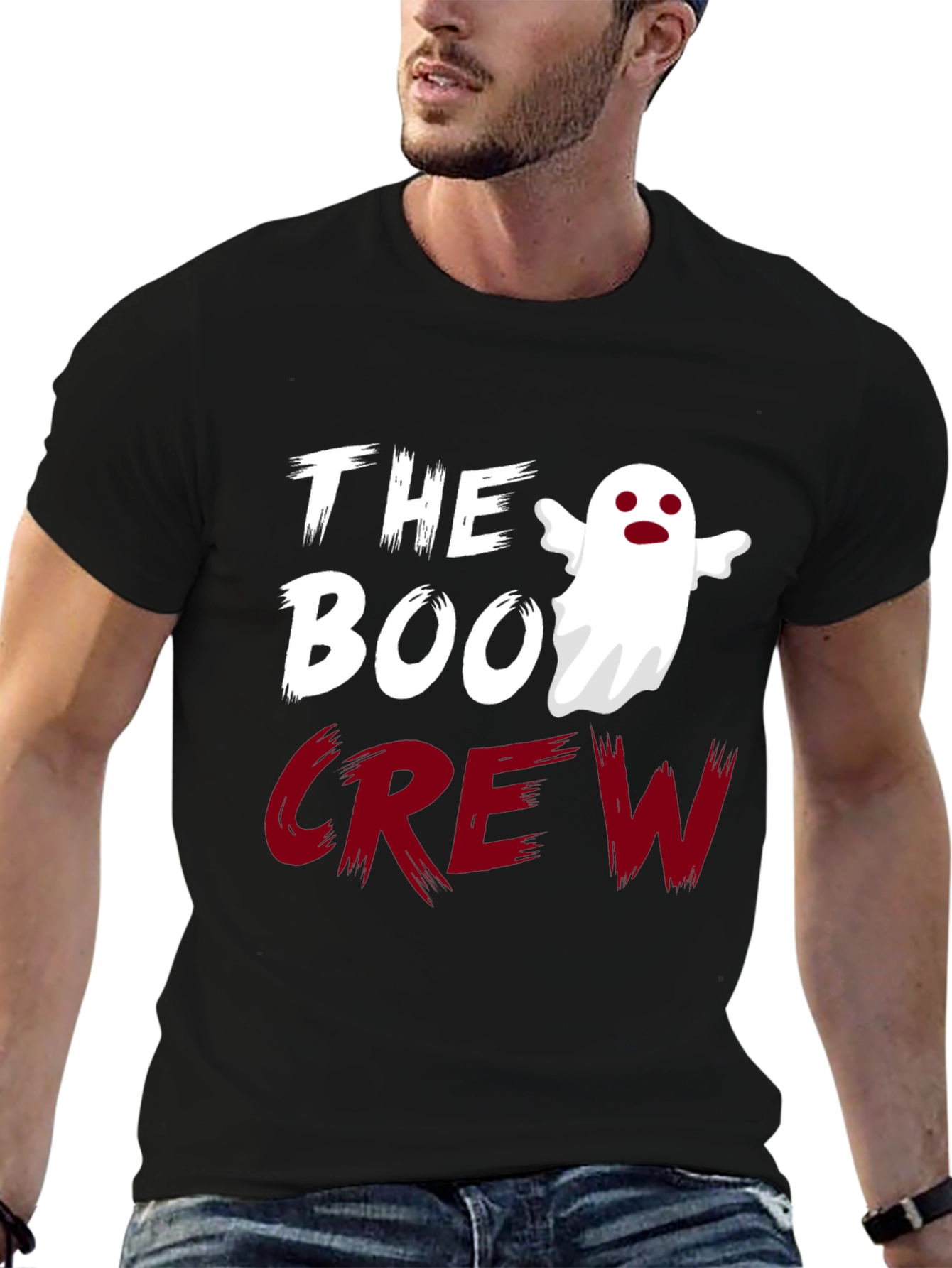 Black The Boo Crew Ghost Halloween T-Shirt view 6