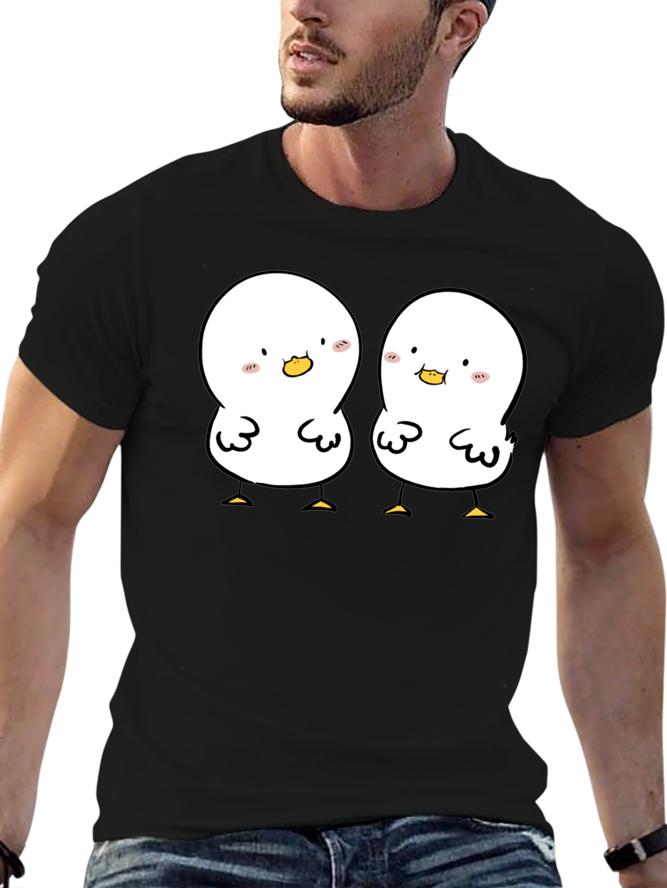 Black Cute Duckling Graphic Tee - Soft Black Cotton Shirt view 6