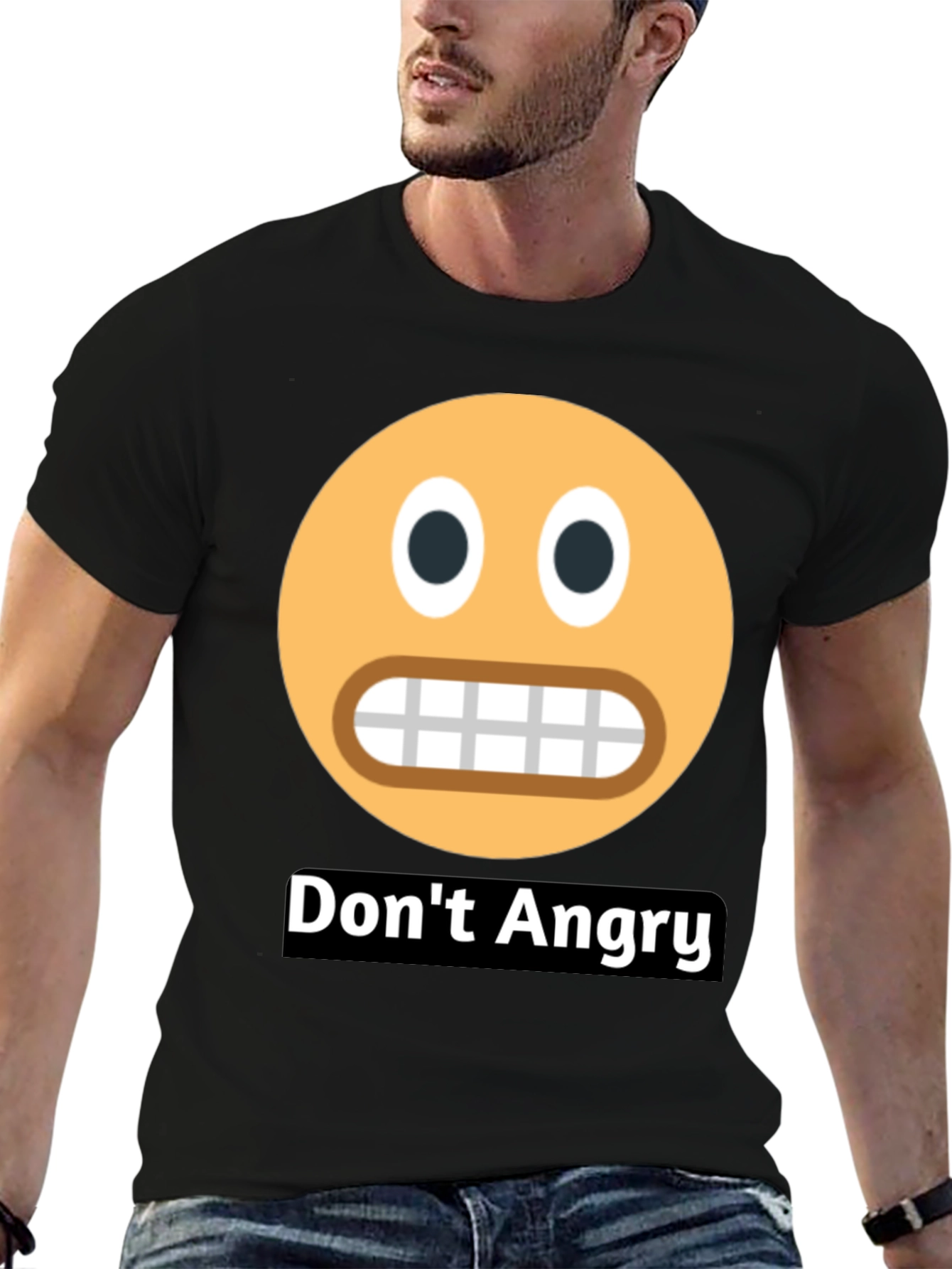 Black Don't Angry Emoji Black T-Shirt view 6