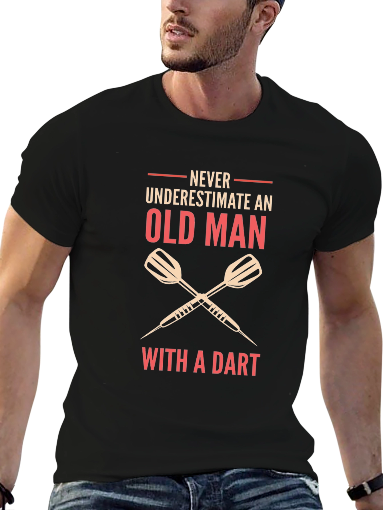 Black Never Underestimate Old Man T-Shirt view 6