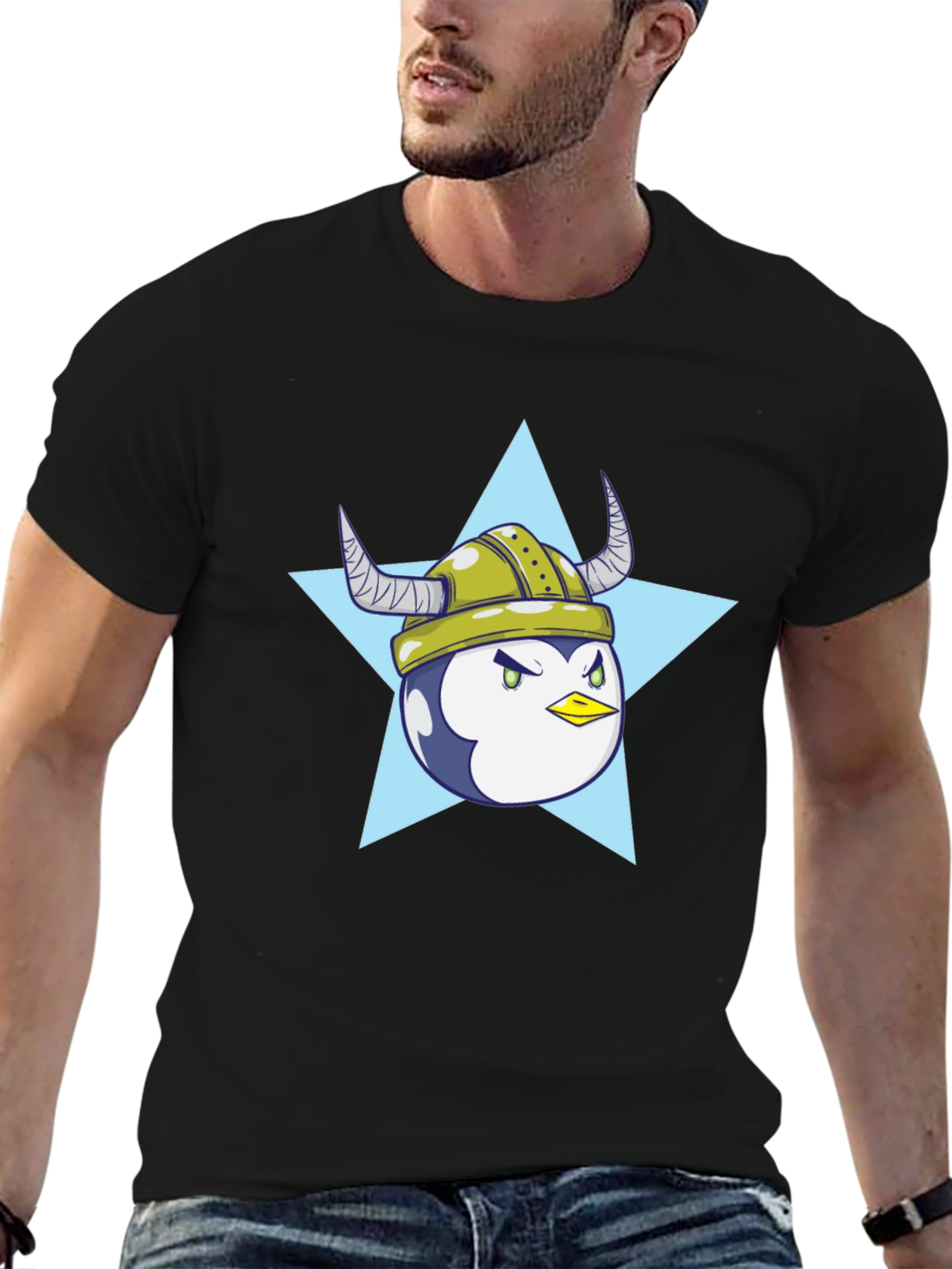 Black Viking Penguin Graphic T-Shirt - Cool Casual Wear view 6
