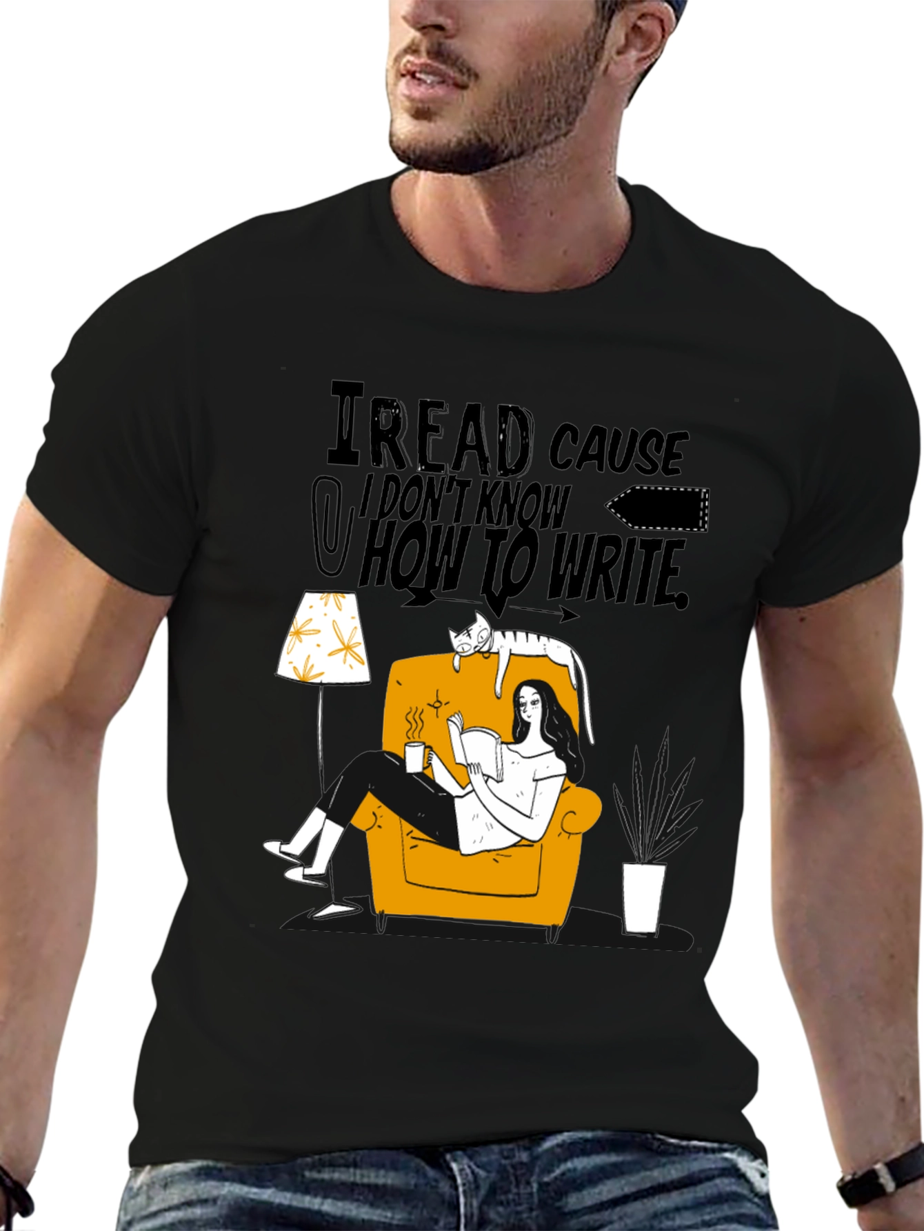 Black I Read Cause I Don't Know How to Write Graphic Tee view 6