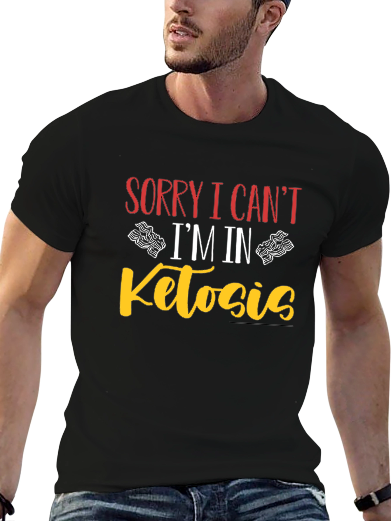 Black Sorry I Can't I'm In Ketosis Black T-Shirt view 6