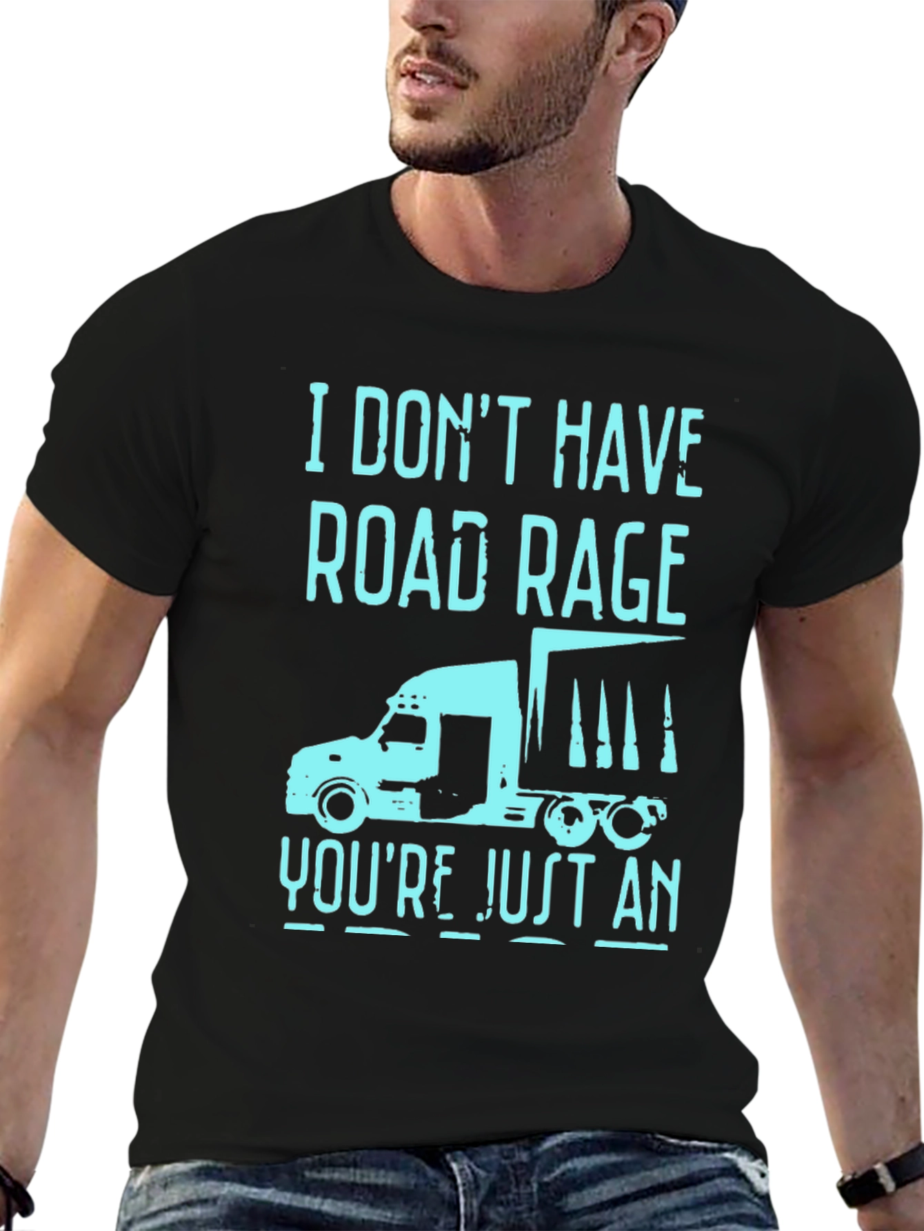 Black Trucker Humor T-Shirt - Road Rage Slogan view 6
