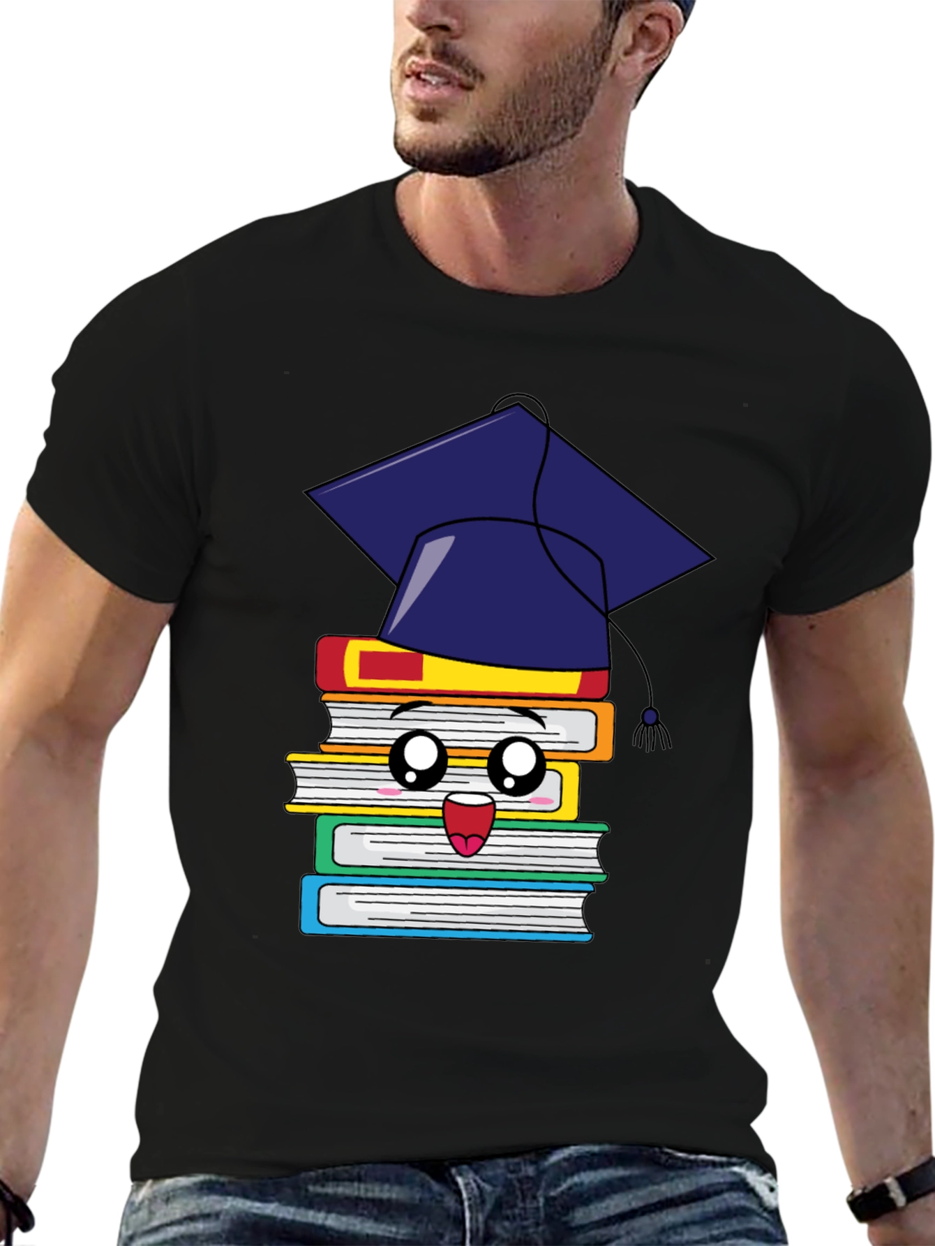 Black Graduation Books T-Shirt view 6