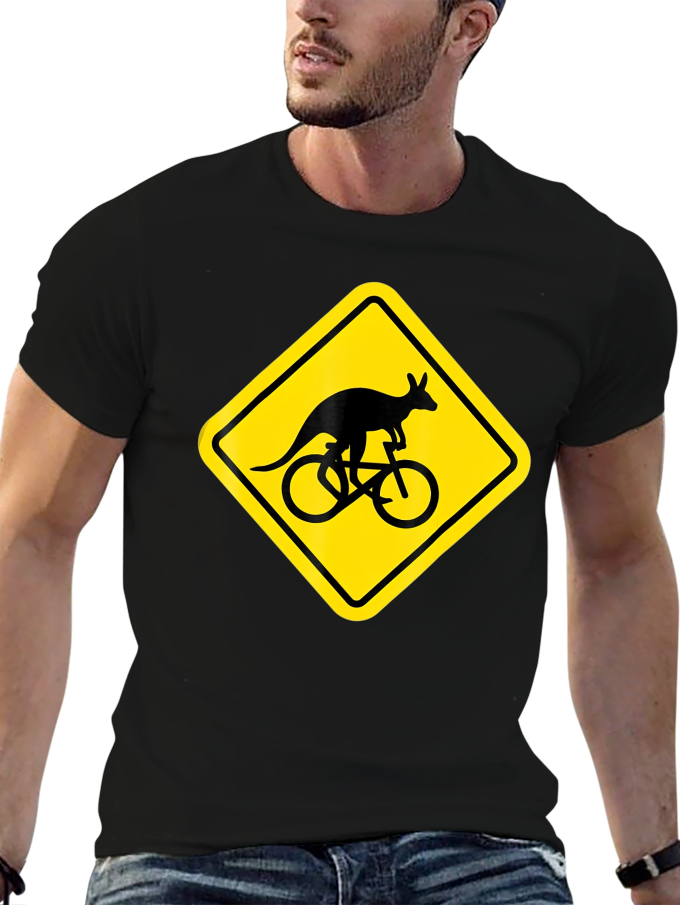 Black Kangaroo Cycling T-Shirt - Novelty Graphic Tee view 6