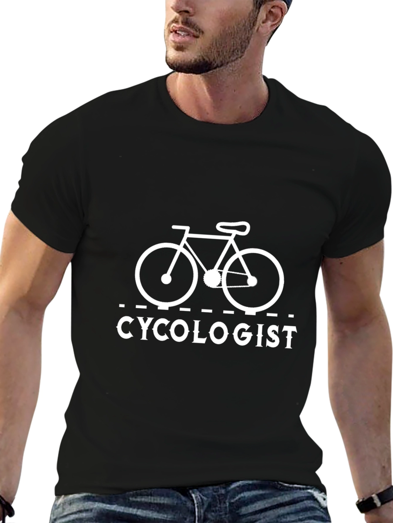 Black Cycologist T-Shirt - Funny Cycling Design view 6