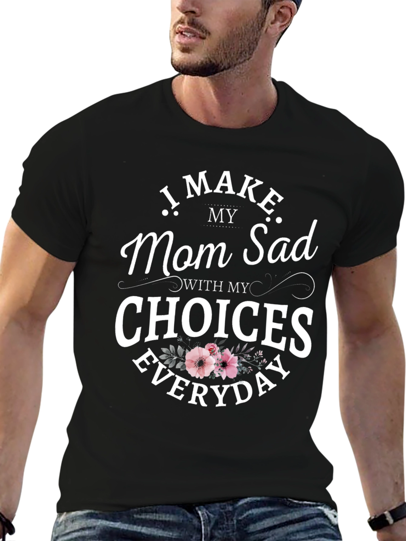 Black Funny 'I Make Mom Sad' Graphic Tee view 6