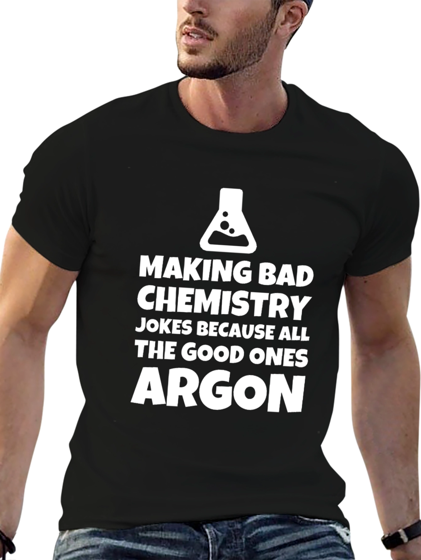 Black Chemistry Pun T-Shirt: All the Good Ones Argon view 6