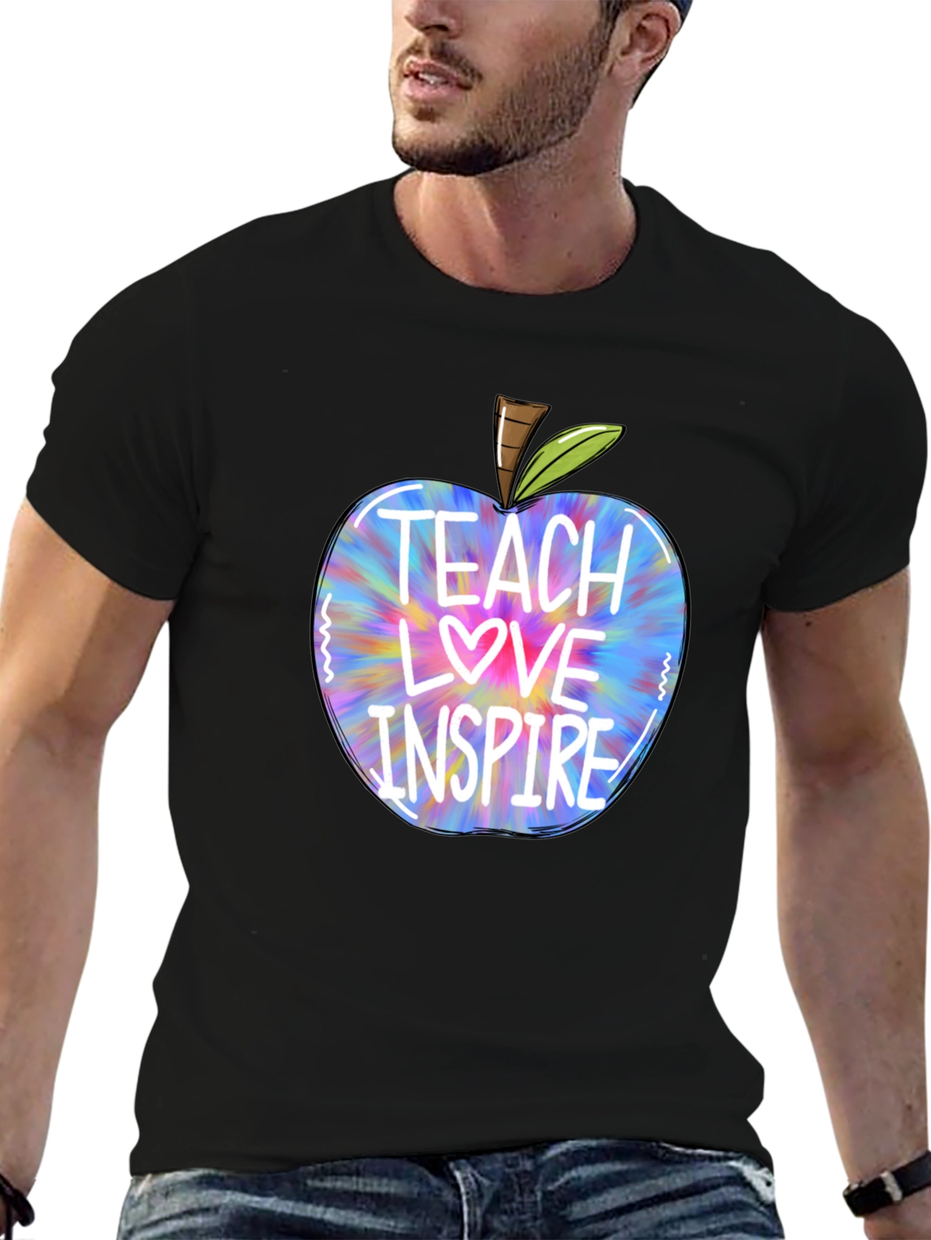 Black Teacher Apple T-Shirt - Teach Love Inspire view 6