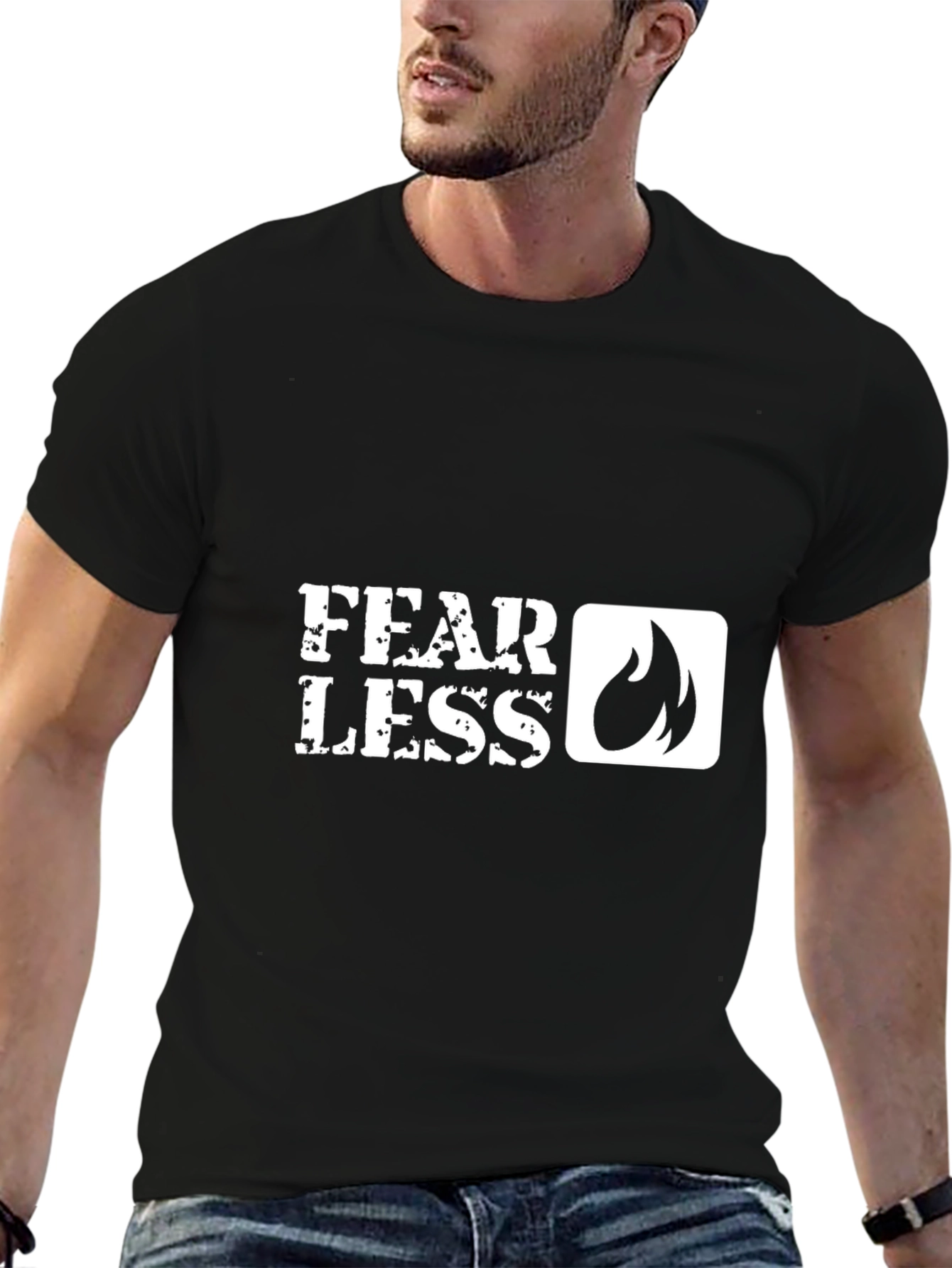 Black Fearless Graphic Tee - Bold Statement T-Shirt view 6