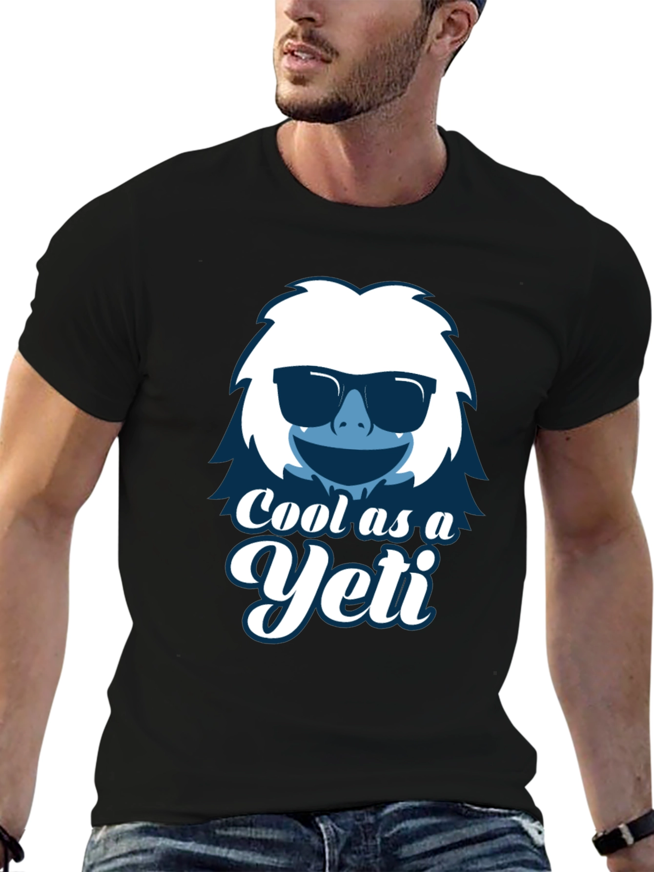 Black Cool as a Yeti Graphic T-Shirt view 6