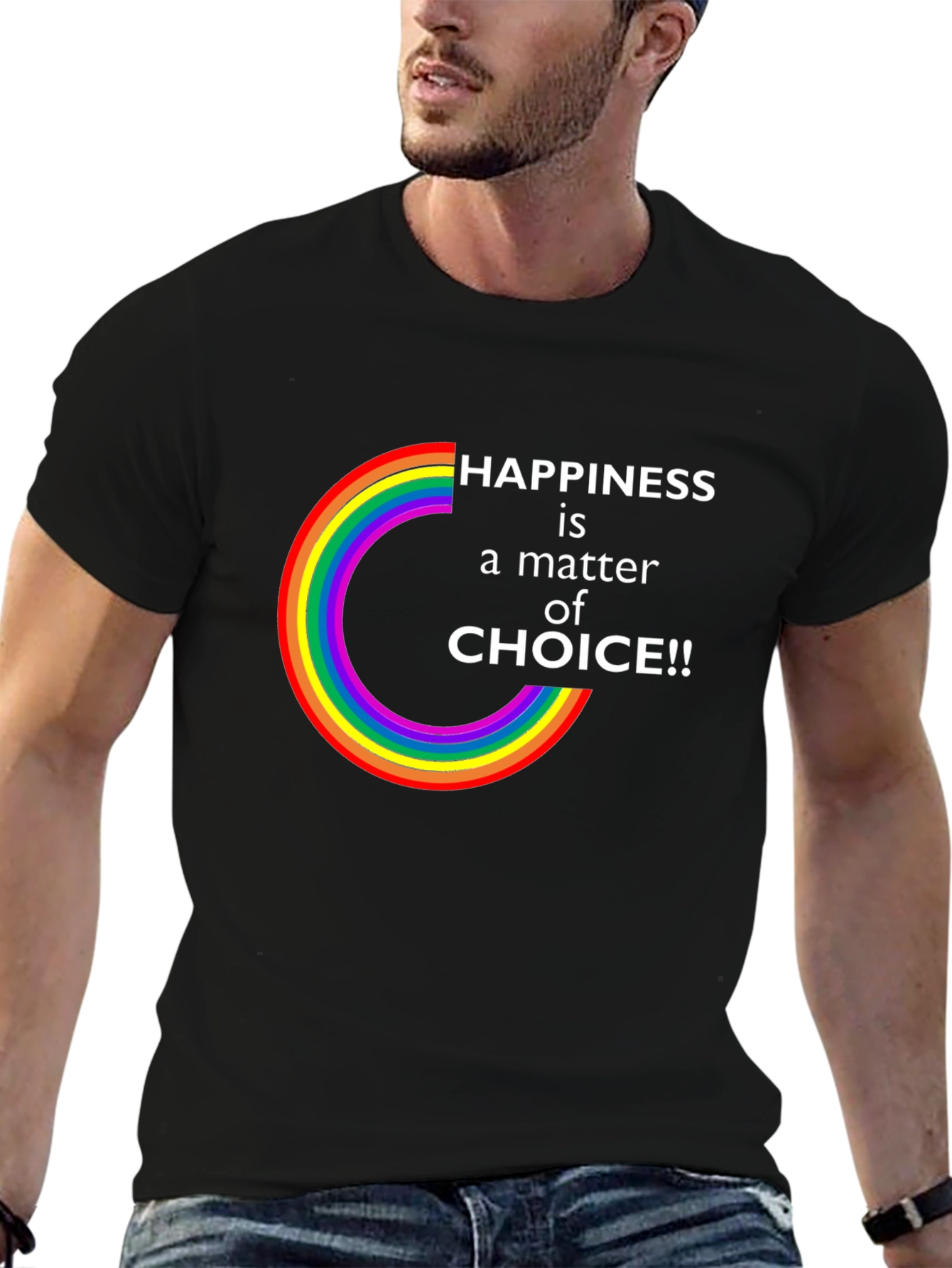 Black Happiness is a Choice LGBTQ Rainbow T-Shirt view 6