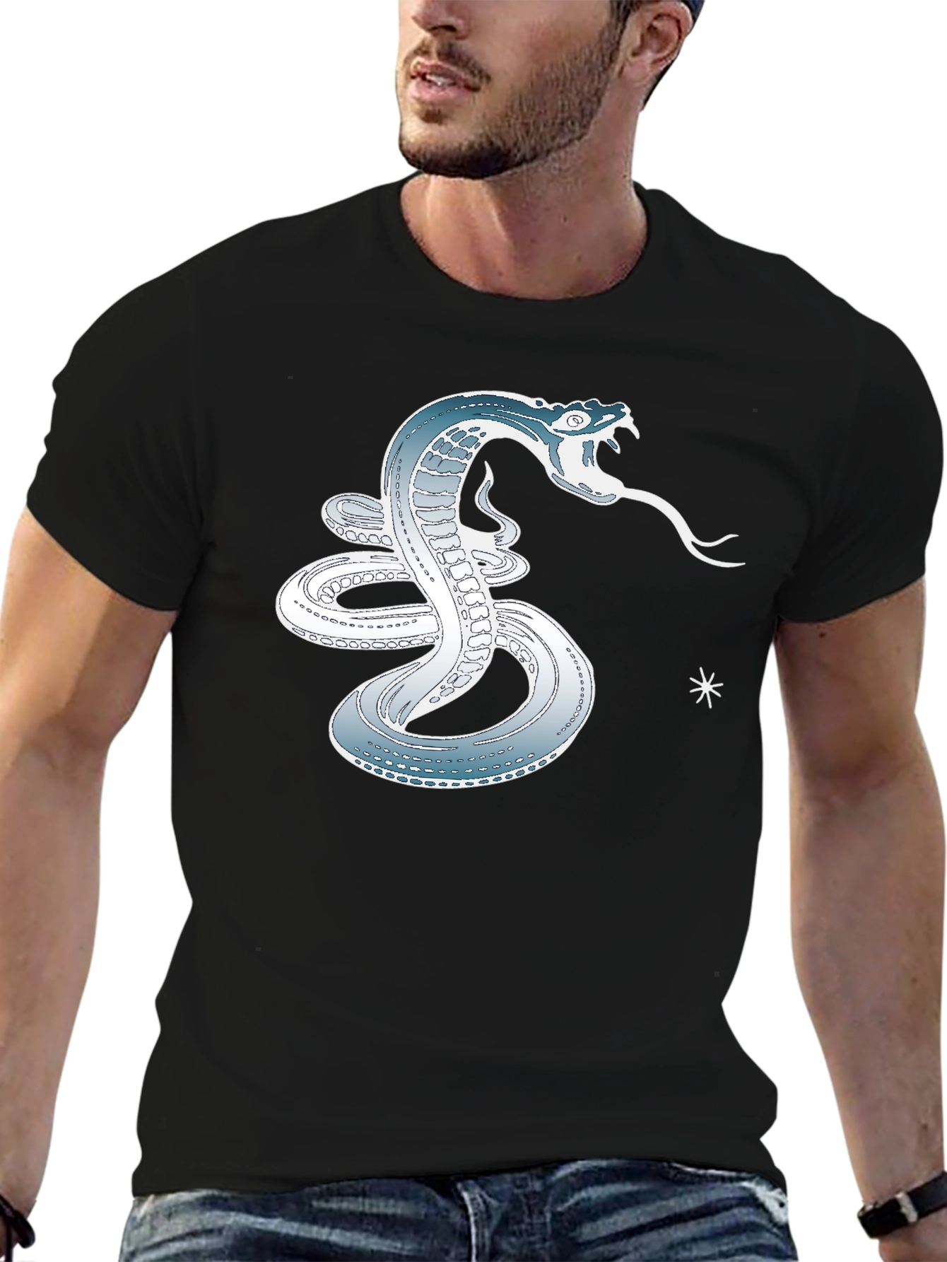 Black Serpent Strike Tee - Cool Snake Graphic T-Shirt view 6