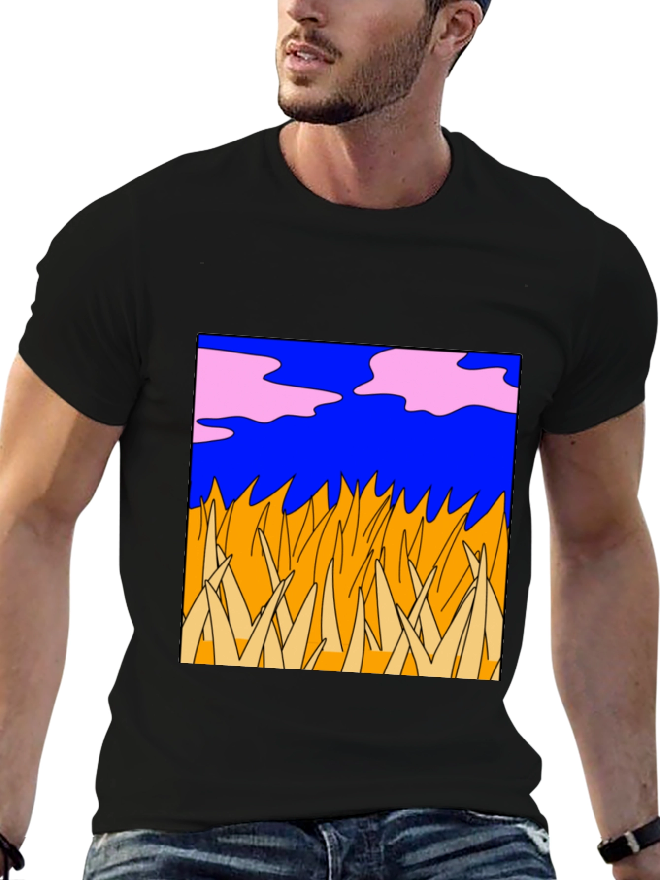 Black Abstract Nature Graphic Tee - Black view 6