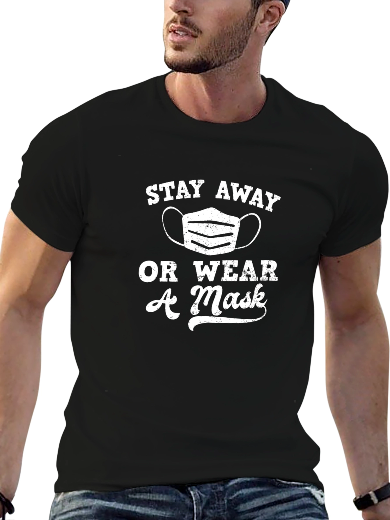 Black Stay Away Or Wear a Mask - Unisex T-Shirt view 6