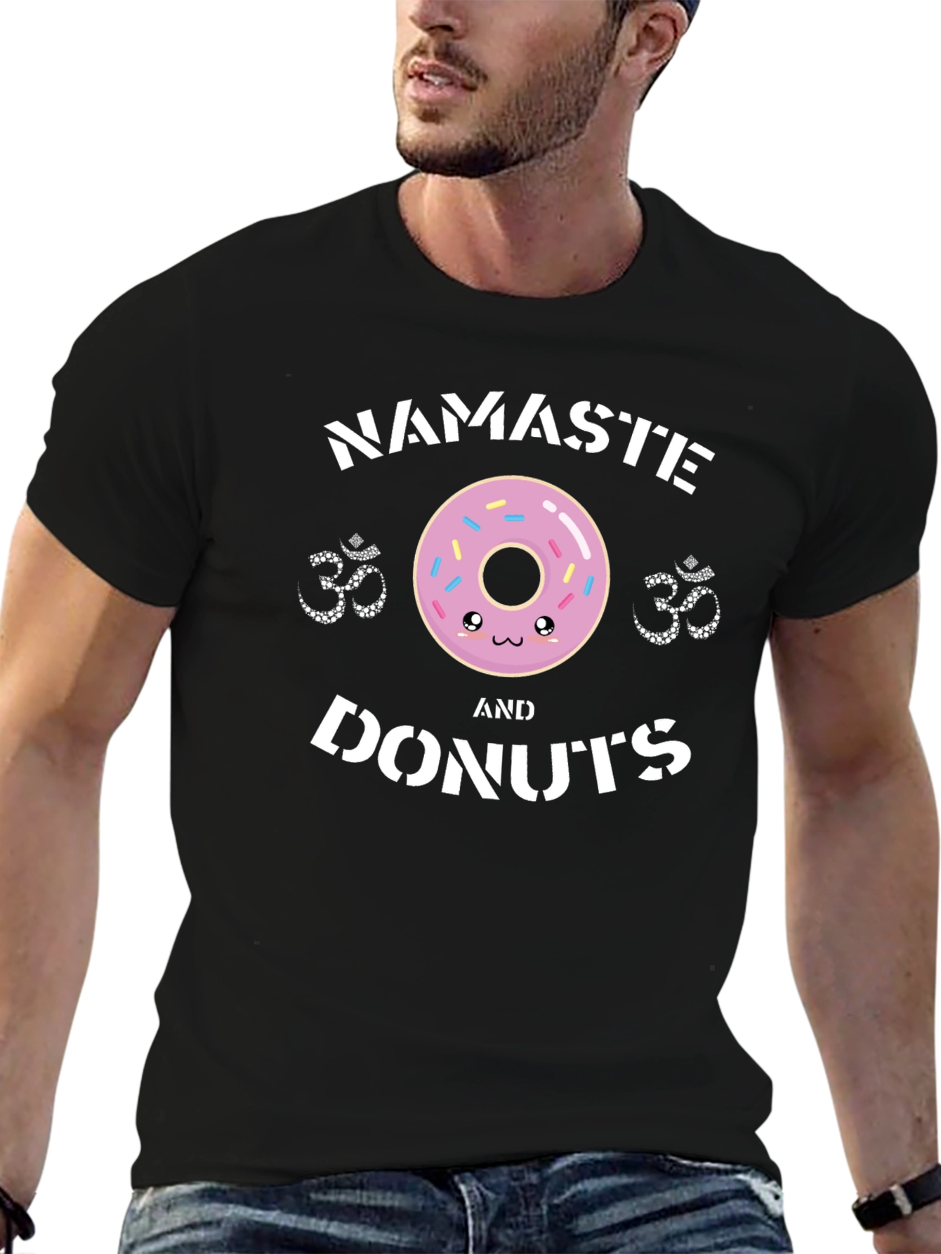 Black Namaste & Donuts Graphic T-Shirt view 6