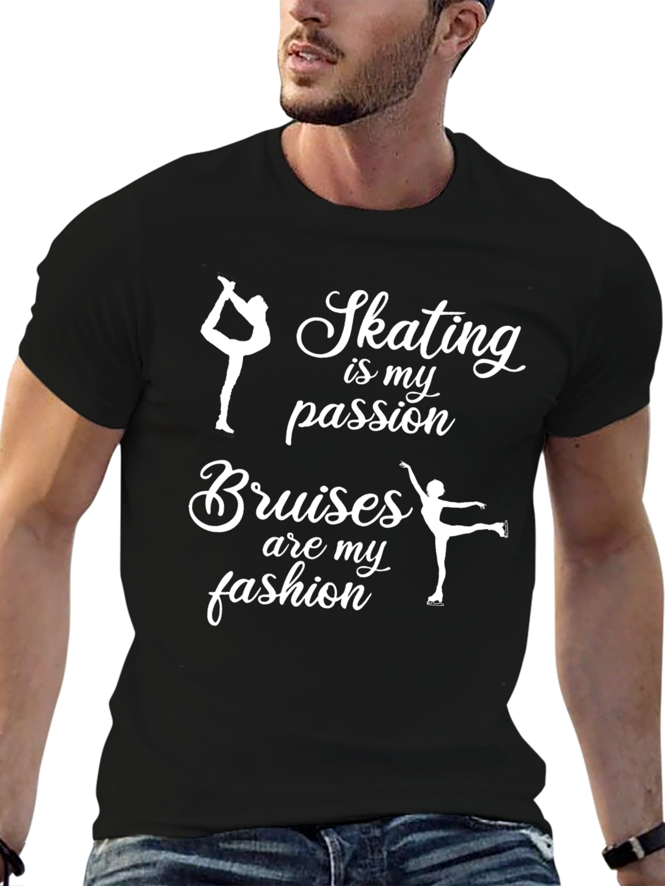 Black Skating Passion T-Shirt - Ice Skating Fashion Tee view 6