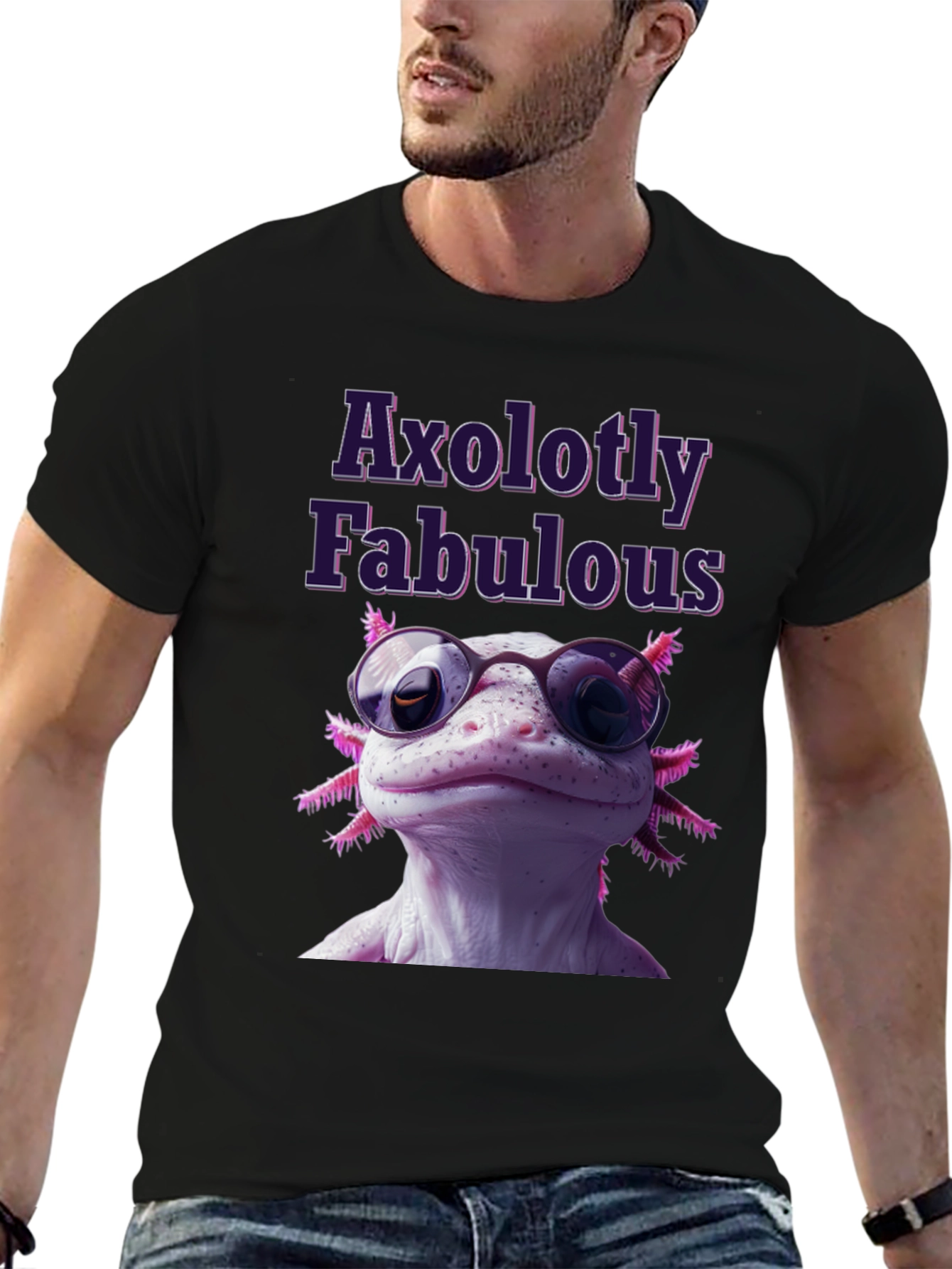 Black Axolotly Fabulous T-Shirt - Stylish Unisex Tee view 6