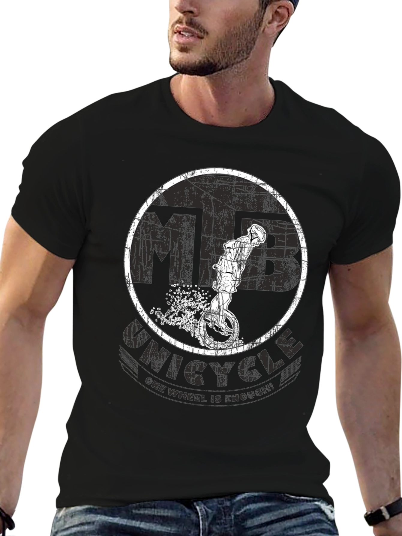 Black Unicycle T-Shirt - One Wheel Is Enough! view 6
