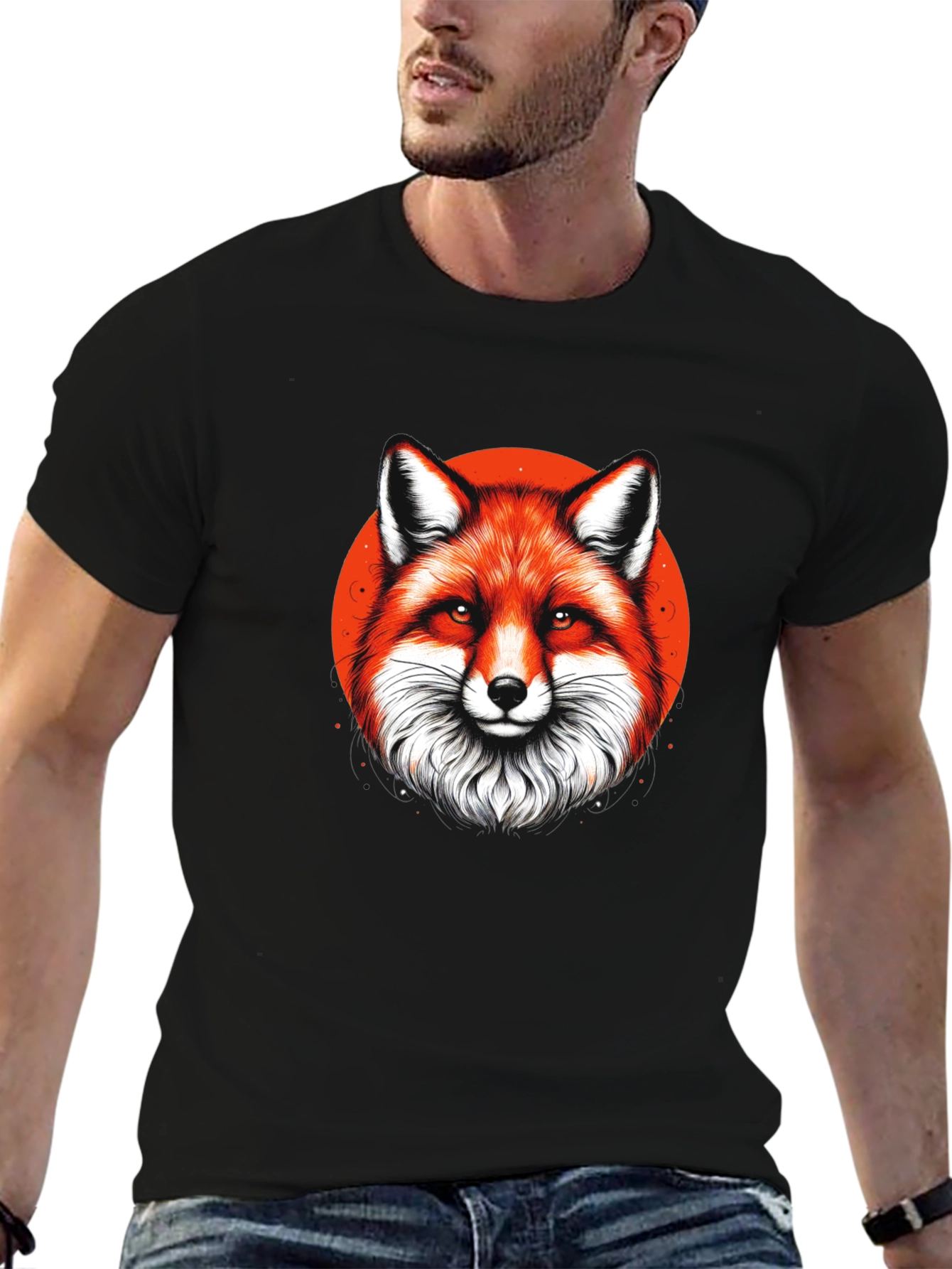 Black Fox Graphic Black T-Shirt - Stylish Animal Tee view 6