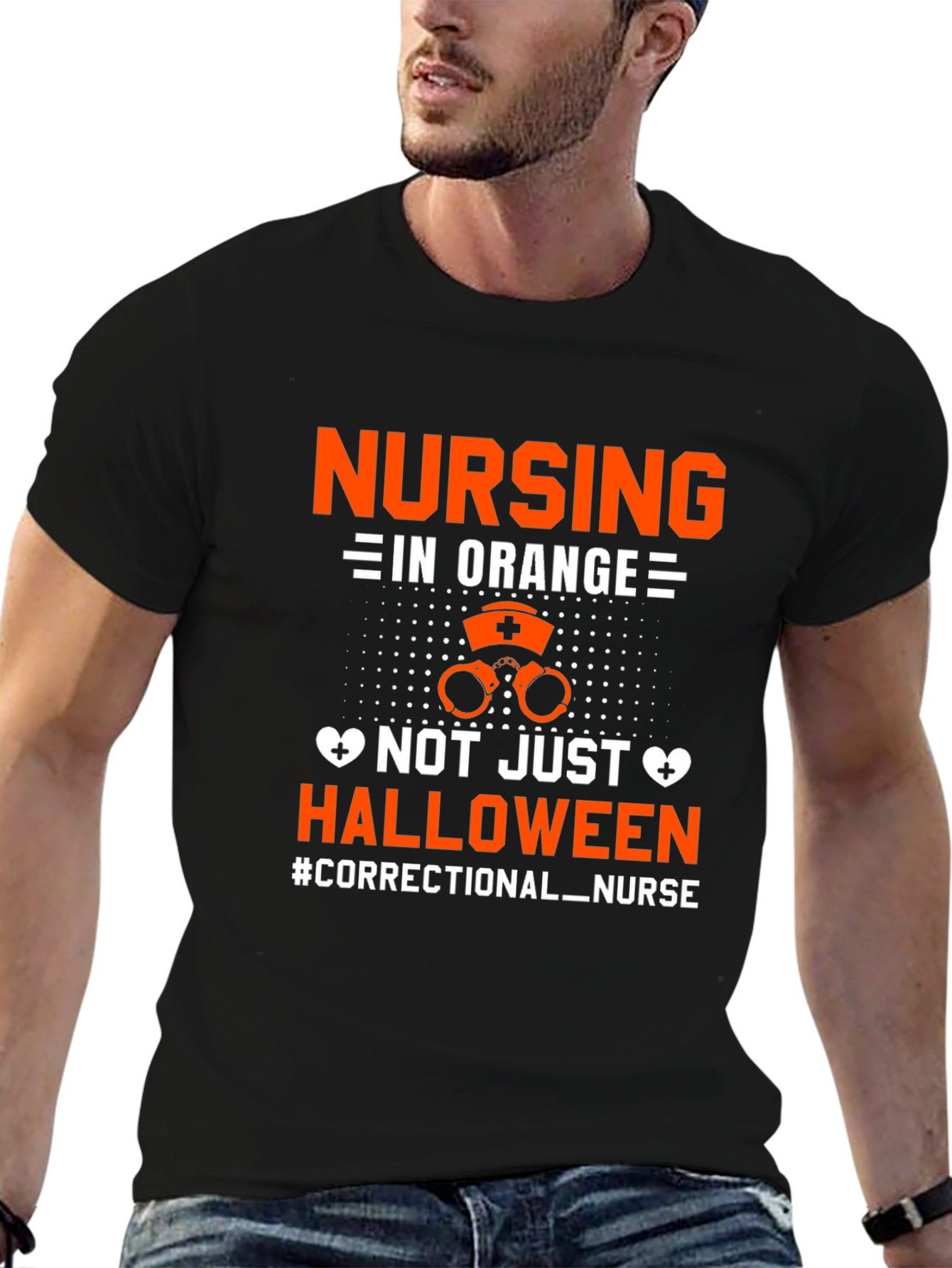 Black Correctional Nurse Halloween T-Shirt view 6
