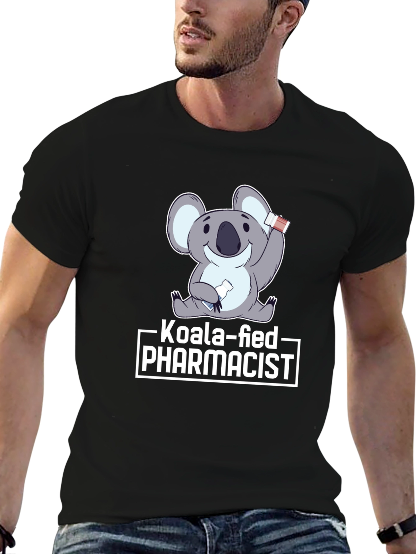 Black Koala-fied Pharmacist Graphic Tee view 6