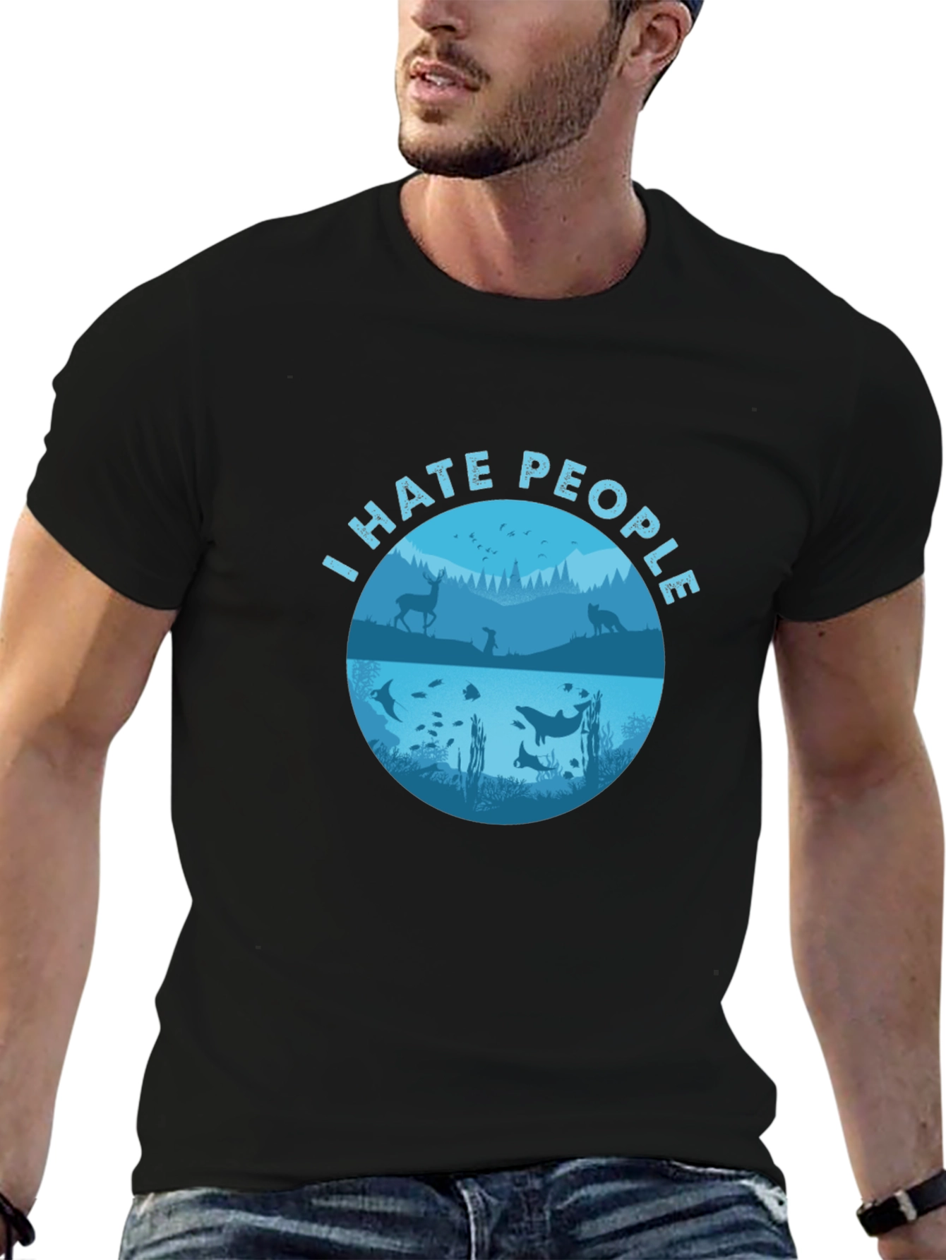 Black I Hate People Graphic T-Shirt - Nature Lover's Tee view 6