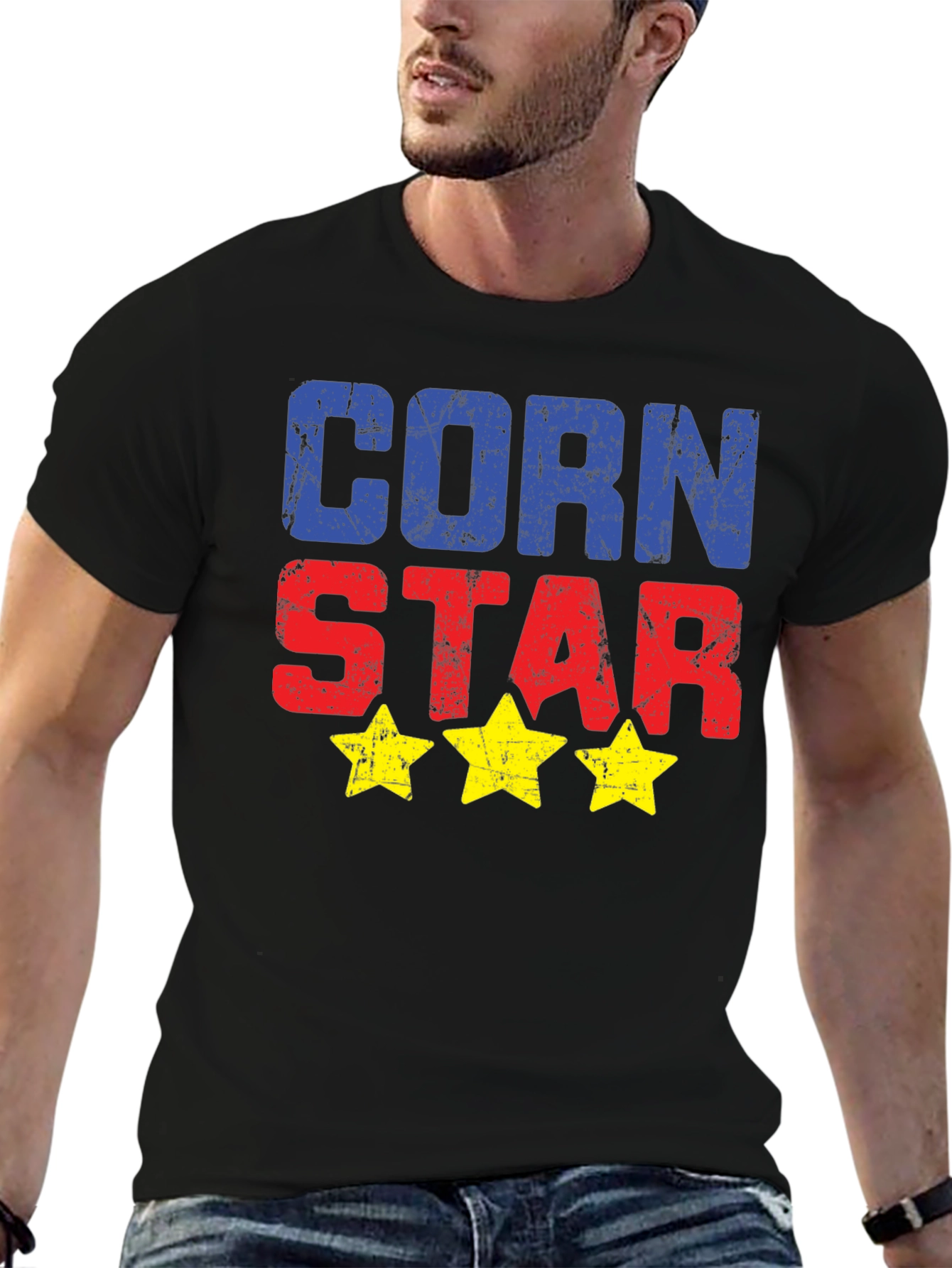 Black Corn Star Graphic Tee - Novelty T-Shirt view 6