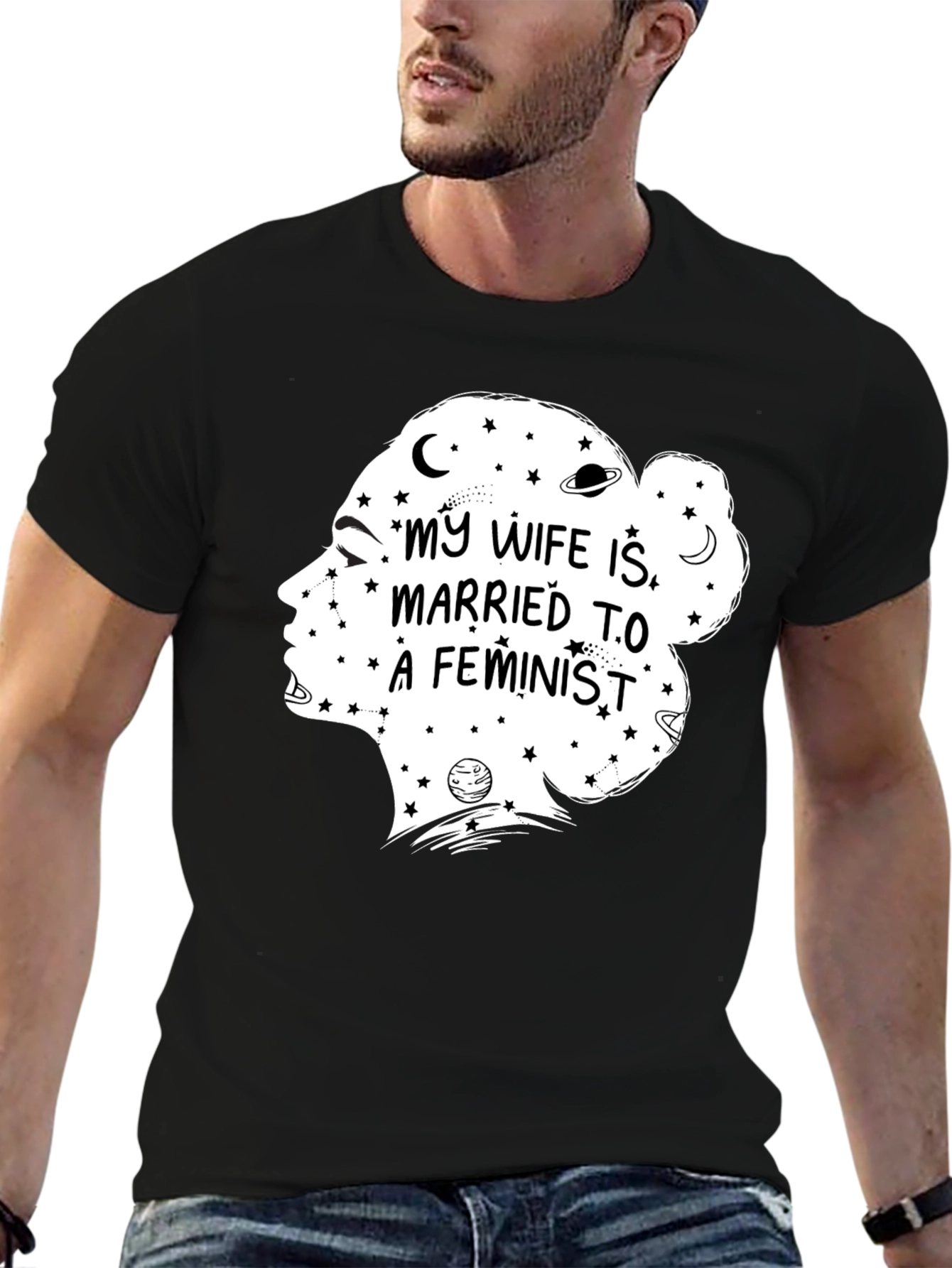 Feminist Wife Graphic Tee - Black Crewneck - 6