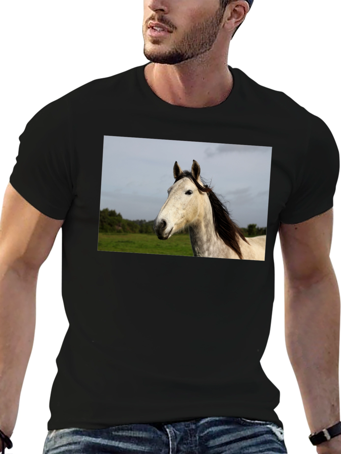 Black Horse Graphic Print Black T-Shirt view 6