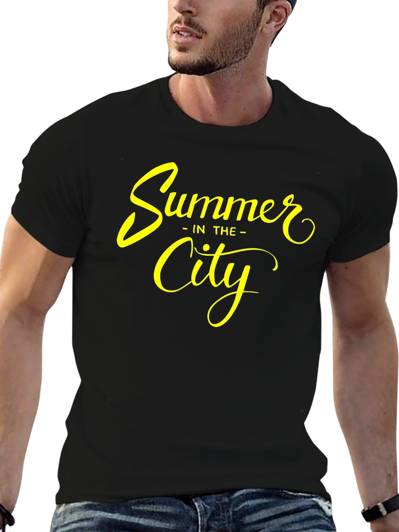 Black Summer in the City Graphic Tee - Stylish Black T-Shirt view 6