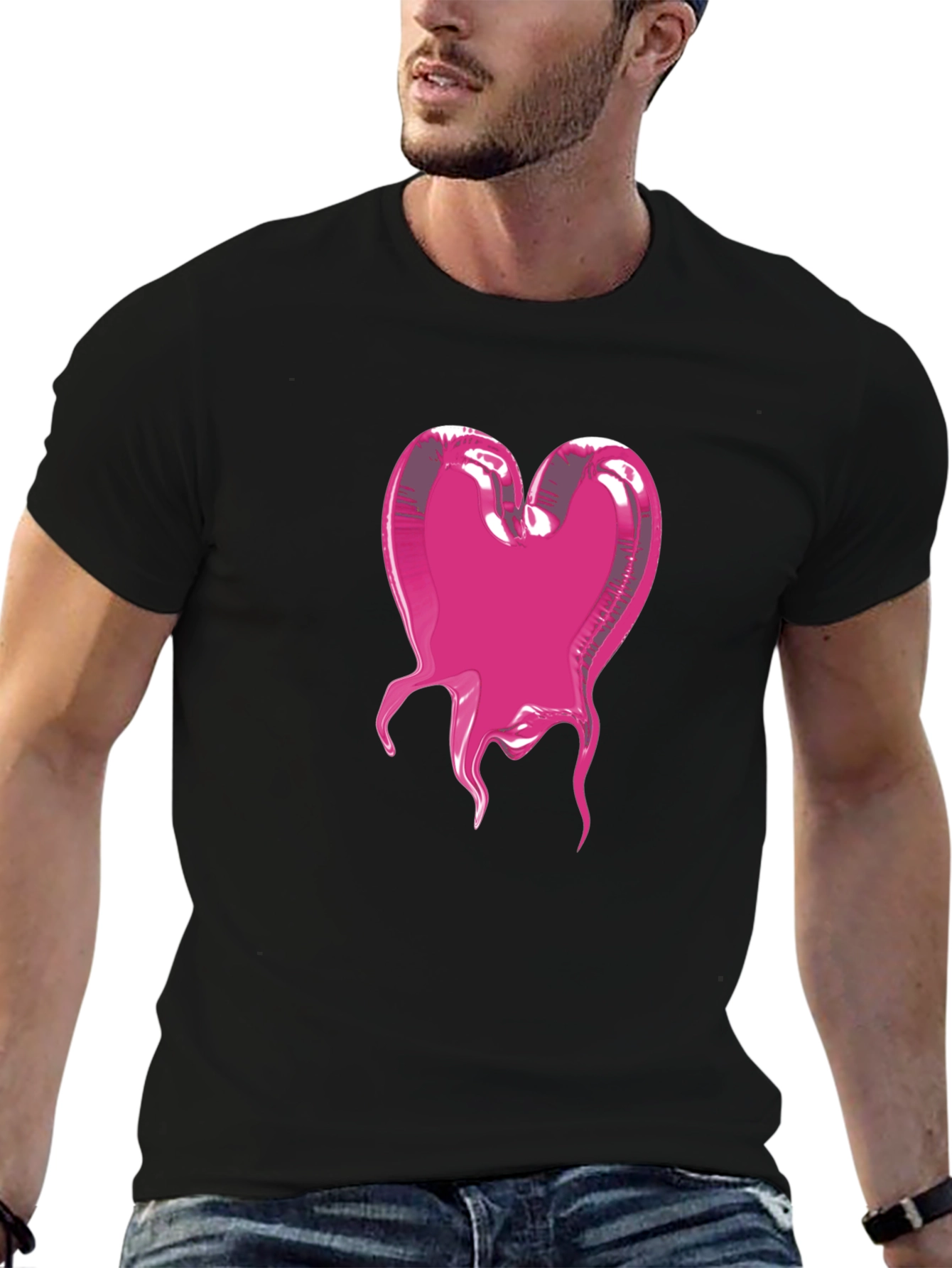 Black Heart Blob Graphic Tee - Modern Black T-Shirt view 6