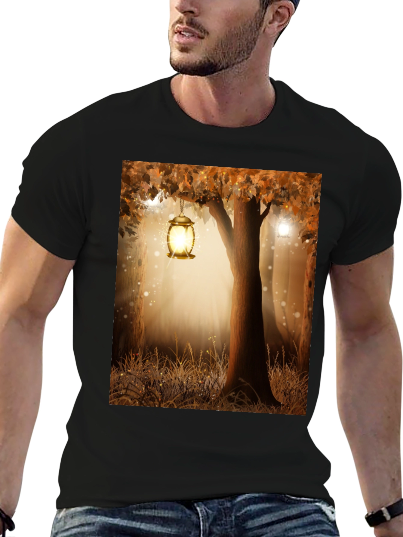 Black Enchanted Forest Lantern Black Tee view 6