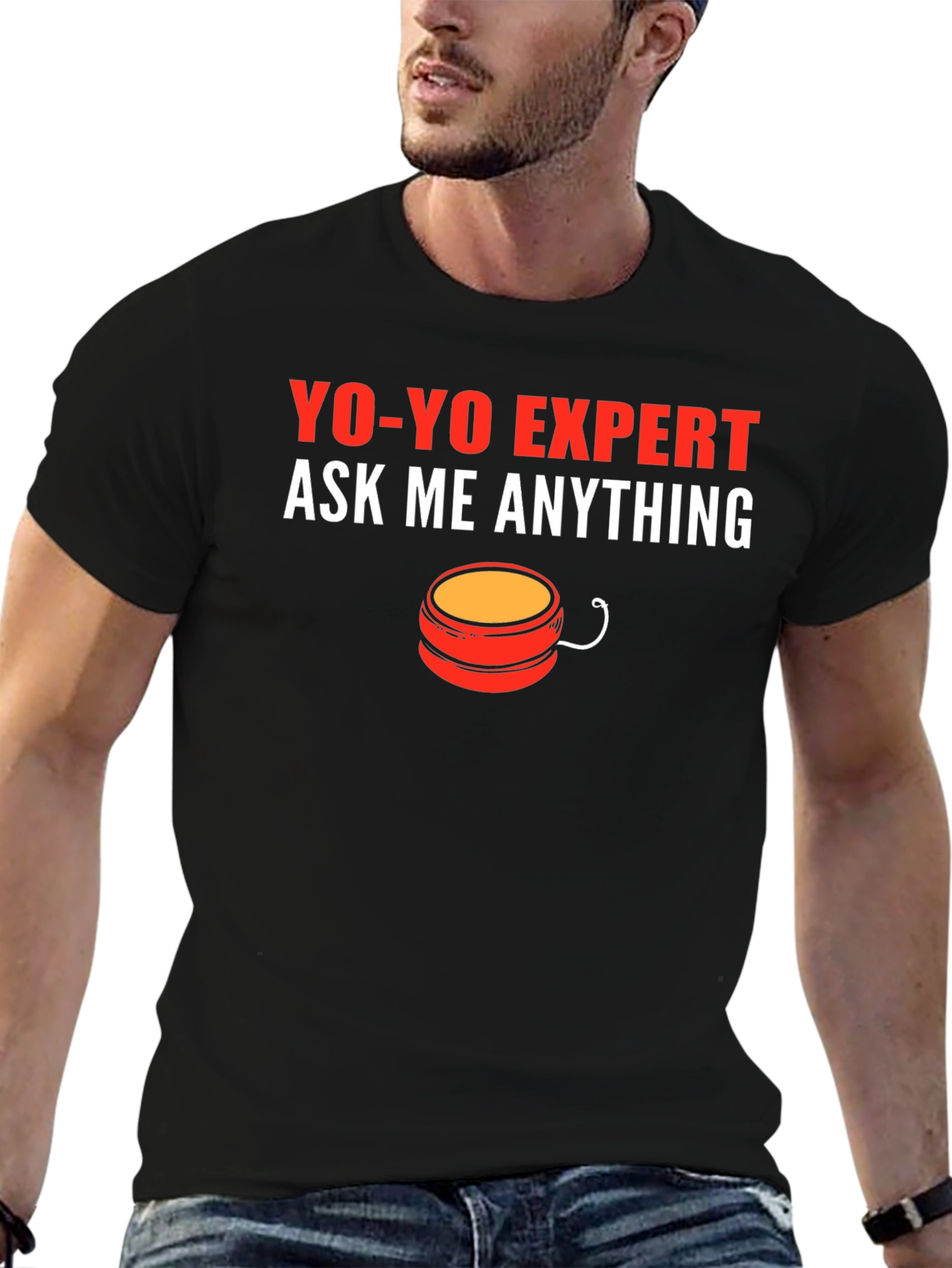 Black Yo-Yo Expert T-Shirt: Funny Ask Me Anything Design view 6