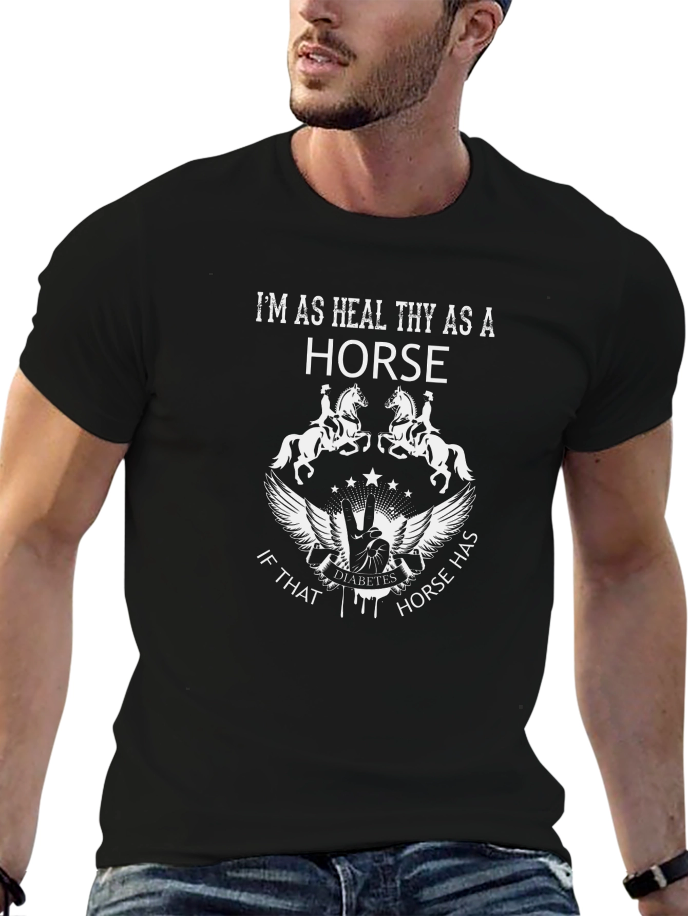 Black I'm As Healthy As A Horse Graphic T-Shirt view 6