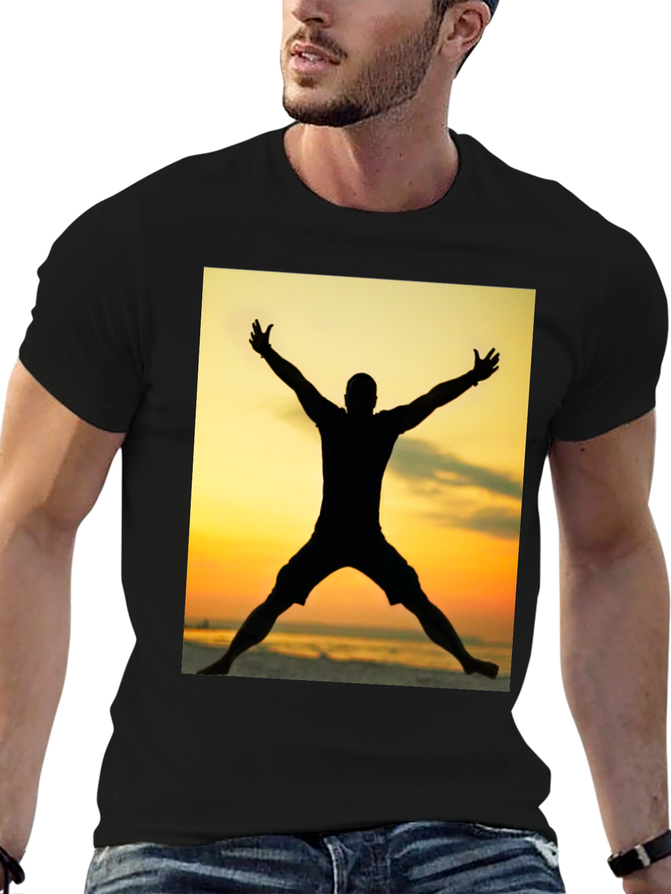 Black Silhouette Sunset Graphic Tee - Black view 6