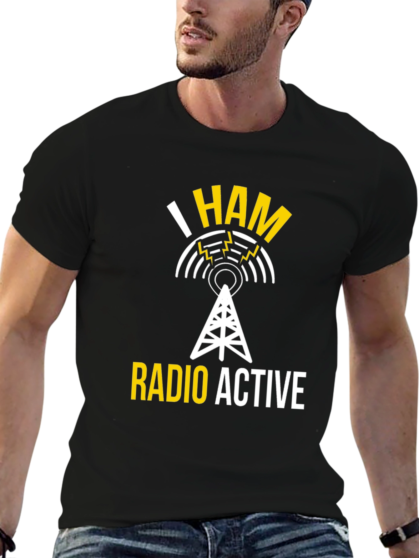 Black I HAM Radio Active T-Shirt view 6