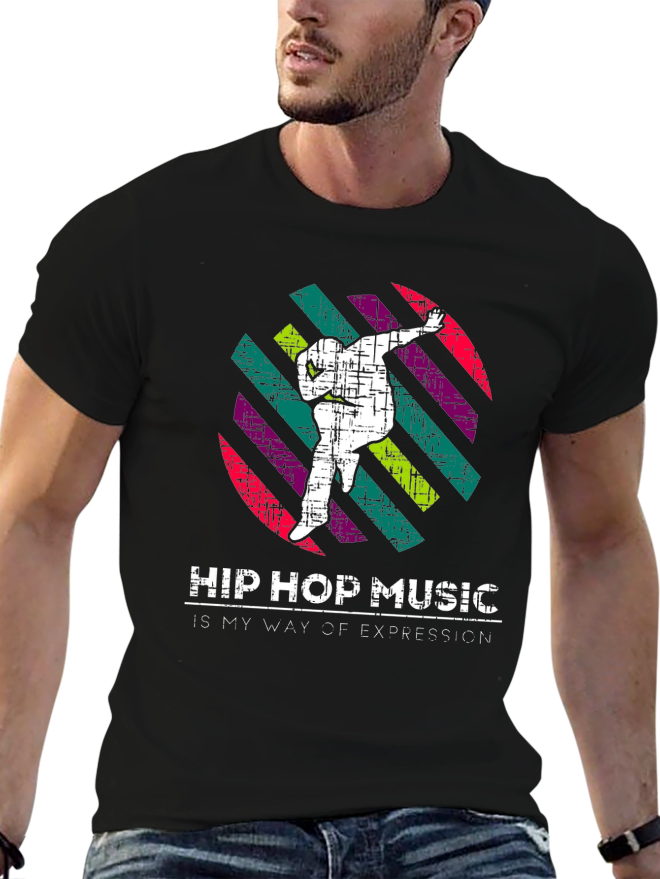 Black Hip Hop Music Expression Tee view 6