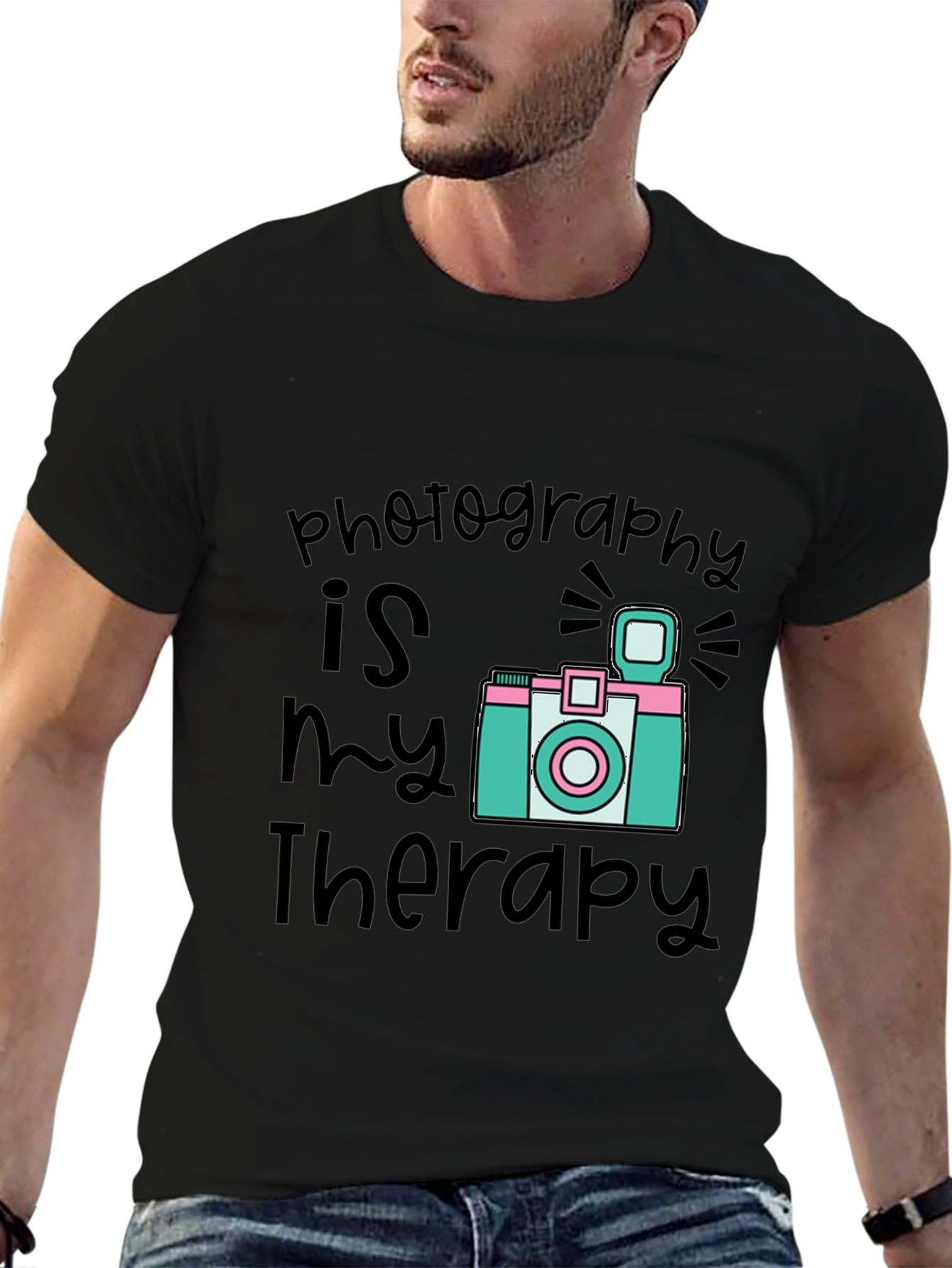 Black Photography is My Therapy Black T-Shirt view 6