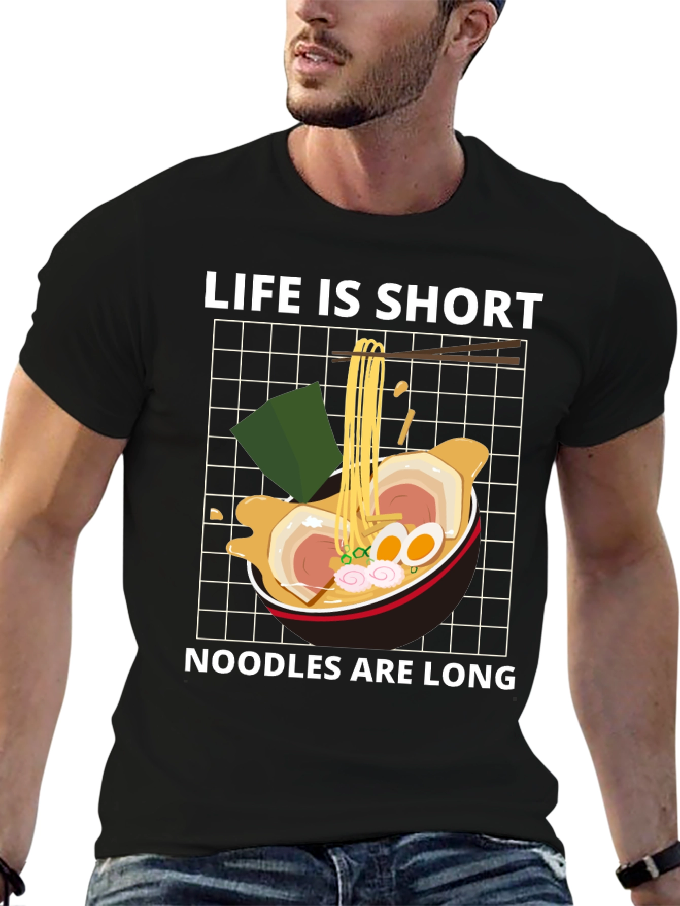 Black Ramen Lover Graphic Tee - Life is Short, Noodles are Long view 6
