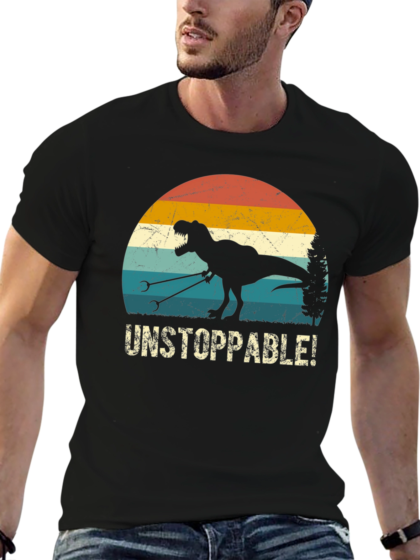Black Unstoppable Dino T-Shirt view 6