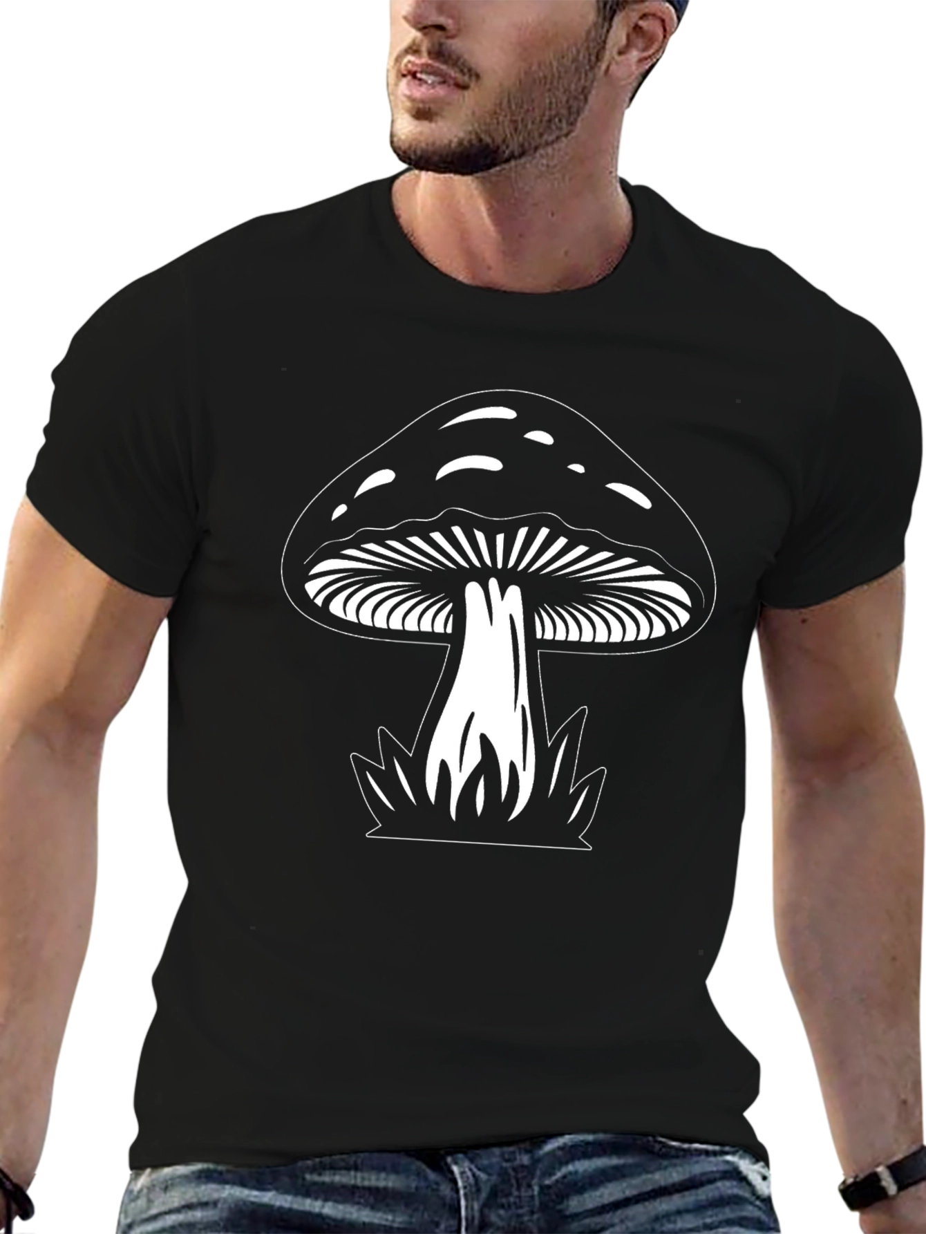 Black Mushroom Graphic T-Shirt - Black view 6