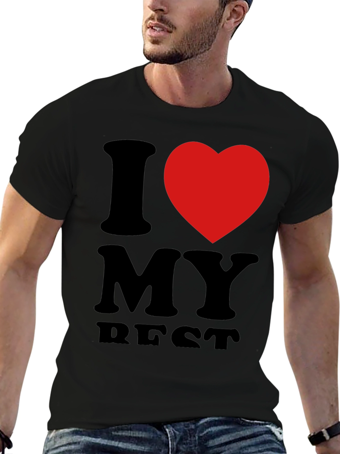 Black I Heart My Best T-Shirt - Black Crew Neck Tee view 6